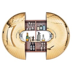 Bar Cabinet in Polished Brass and Silky Oak, Urchin by Jake Phipps