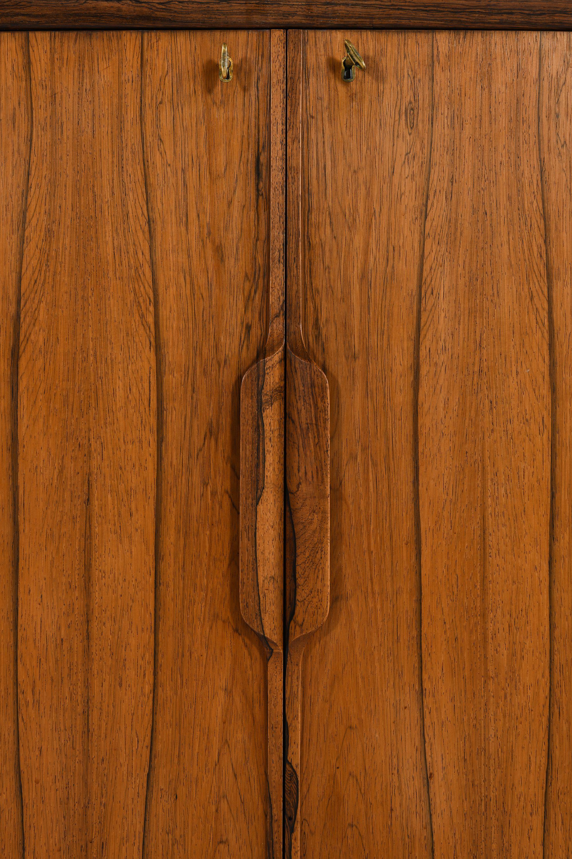 Norwegian Bar Cabinet in Rosewood, Glass and Steel by Torbjørn Afdal, 1960's For Sale