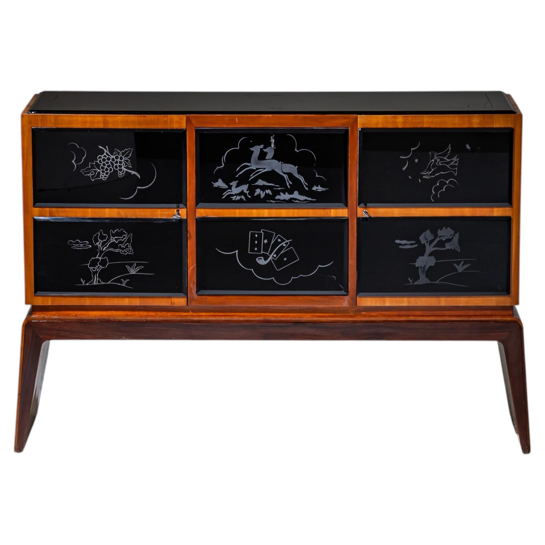 Bar Cabinet in the Style of Osvaldo Borsani, Italy 1940s
