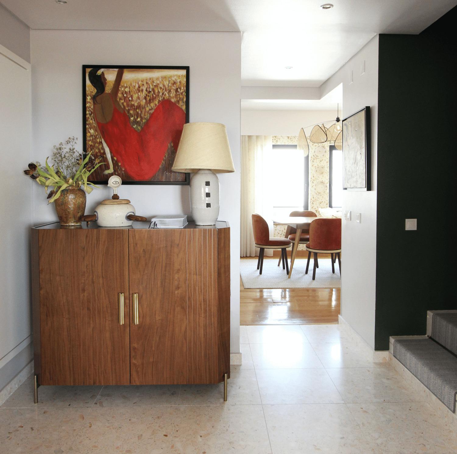 Galvanized Bar Cabinet Malcolm in Wood, Brass and Marble For Sale