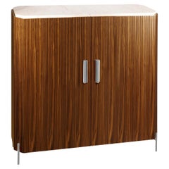 Bar Cabinet Malcolm in Wood, Brass and Marble