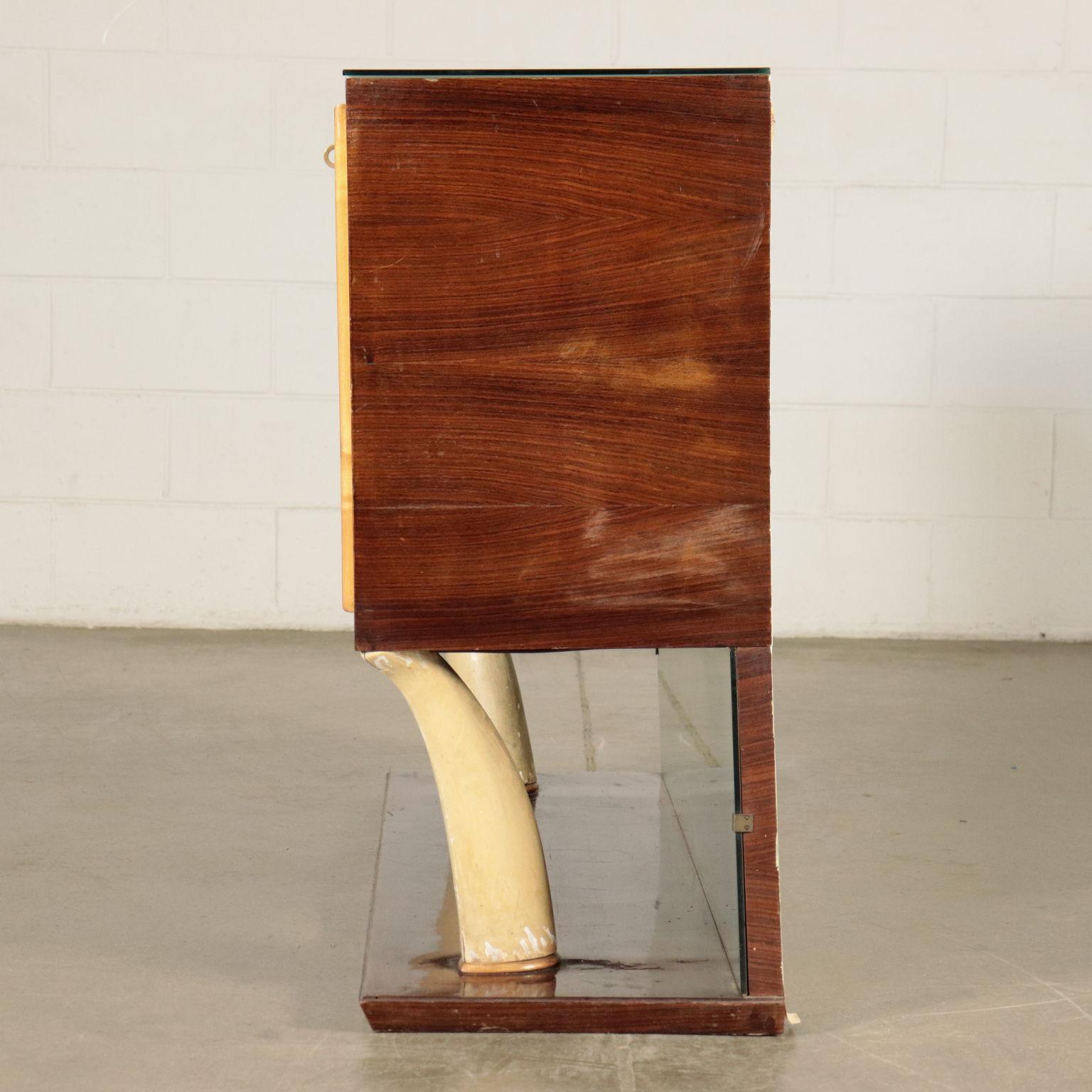 Mid-Century Modern Bar Cabinet Parchment Mirror, Italy, 1940s