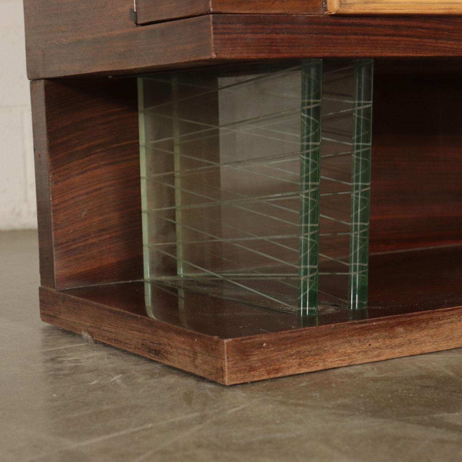 Bar Cabinet Rosewood Veneer Mirrored Glass, Italy, 1940s 8