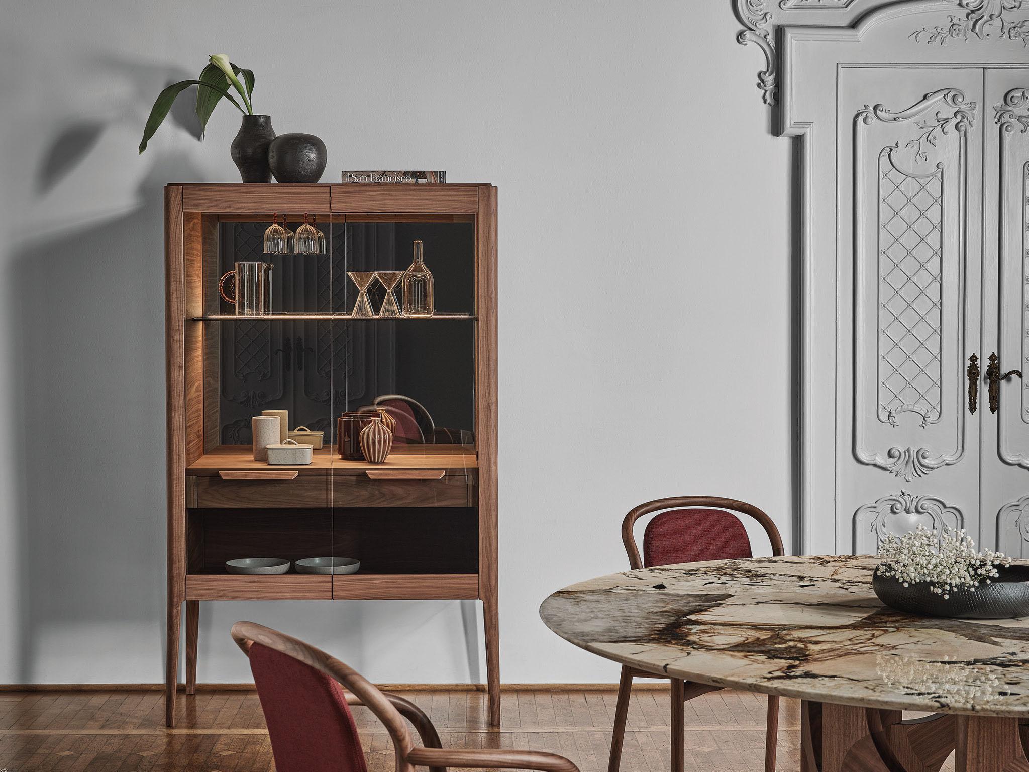 Italian Bar cabinet - Sideboard Porada Atlante Bar design C.Ballabio - Canaletta walnut in vendita