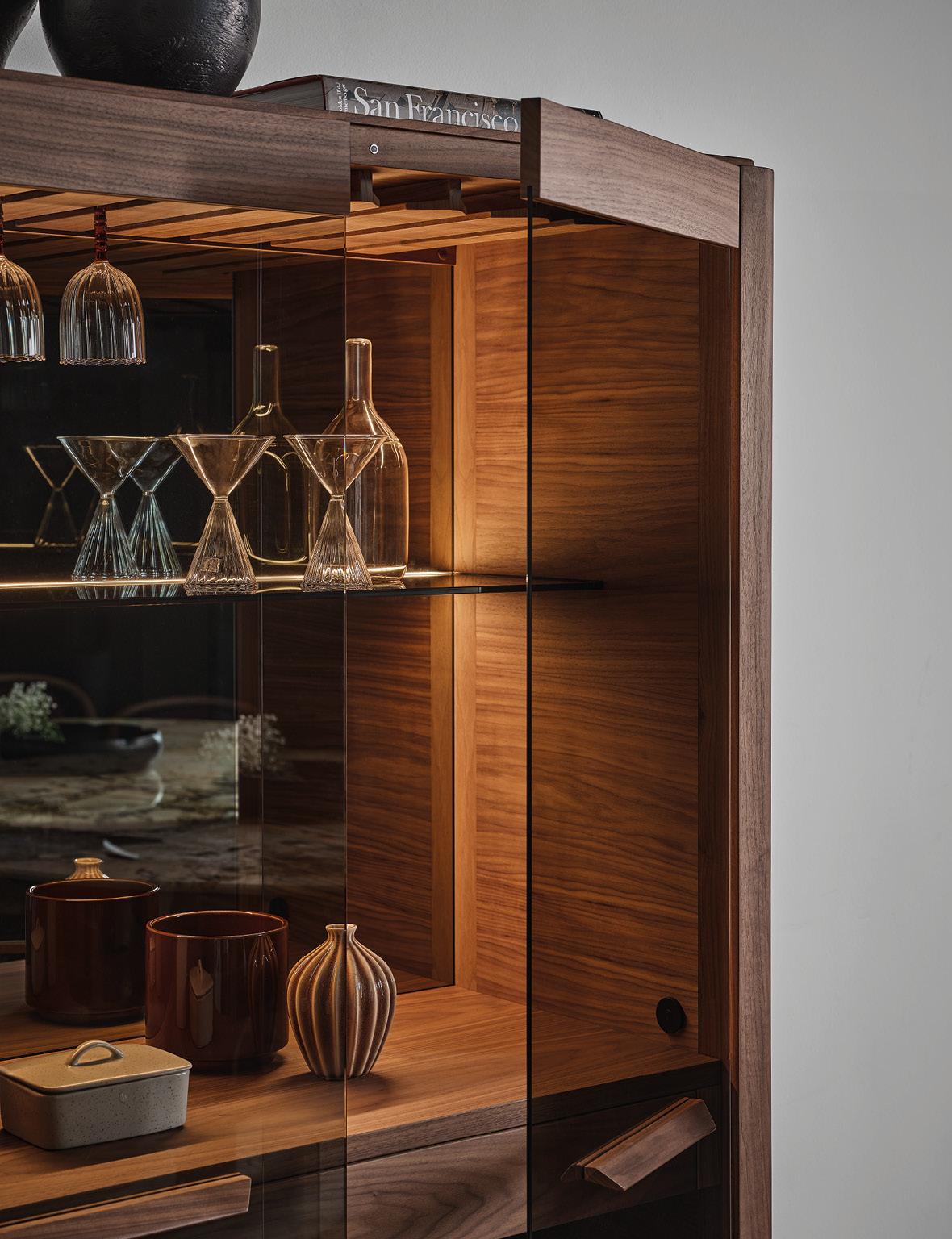 Bar cabinet - Sideboard Porada Atlante Bar design C.Ballabio - Canaletta walnut In condizioni Nuovo in vendita a Alcamo, IT