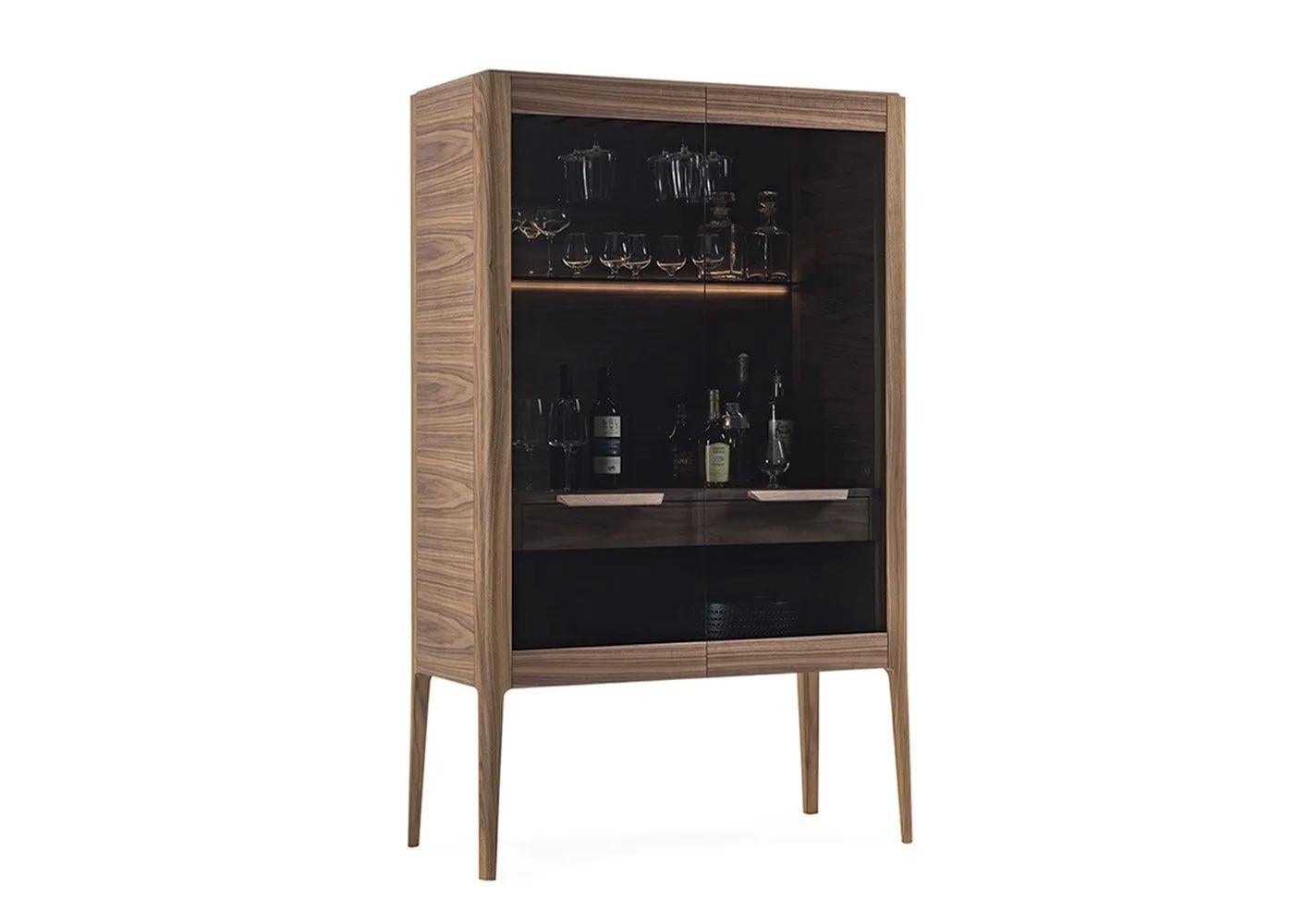 Periodo contemporaneo Bar cabinet - Sideboard Porada Atlante Bar design C.Ballabio - Canaletta walnut in vendita
