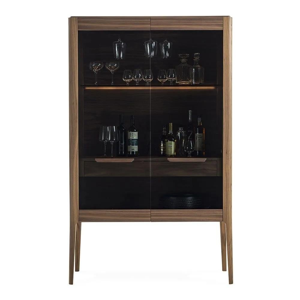 Legno Bar cabinet - Sideboard Porada Atlante Bar design C.Ballabio - Canaletta walnut in vendita