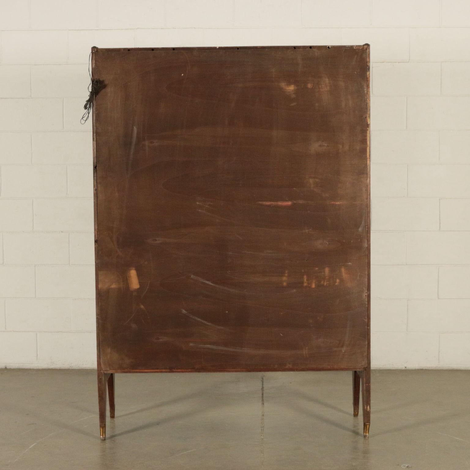Bar Cabinet Veneered Wood Brass Maple, Italy, 1950s For Sale 10
