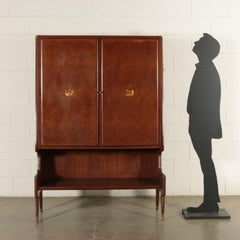 Mueble bar chapado en madera de arce latonado, Italia, años 50