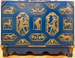 "Bar Cabinet w/ Forest Motif", Art Deco Masterwork w/ Bronze Mounts, Oscar Bach