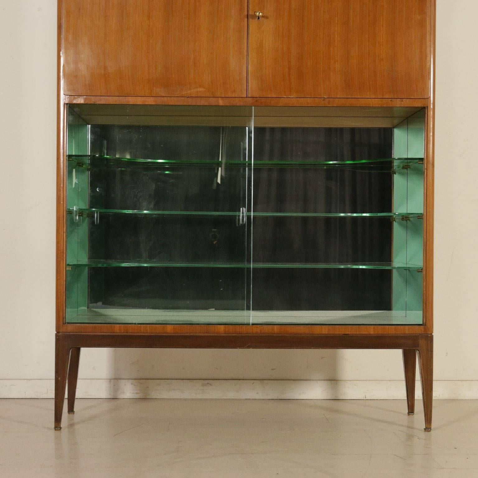 Bar Cabinet Walnut Veneer Glass Vintage, Italy, 1950s 1