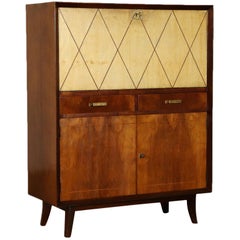 Bar Cabinet Walnut Veneer Vintage, Italy, 1950s