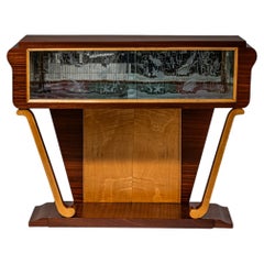 Bar Cabinet with Etched Underwater Scene, Italy, Mid-20th Century