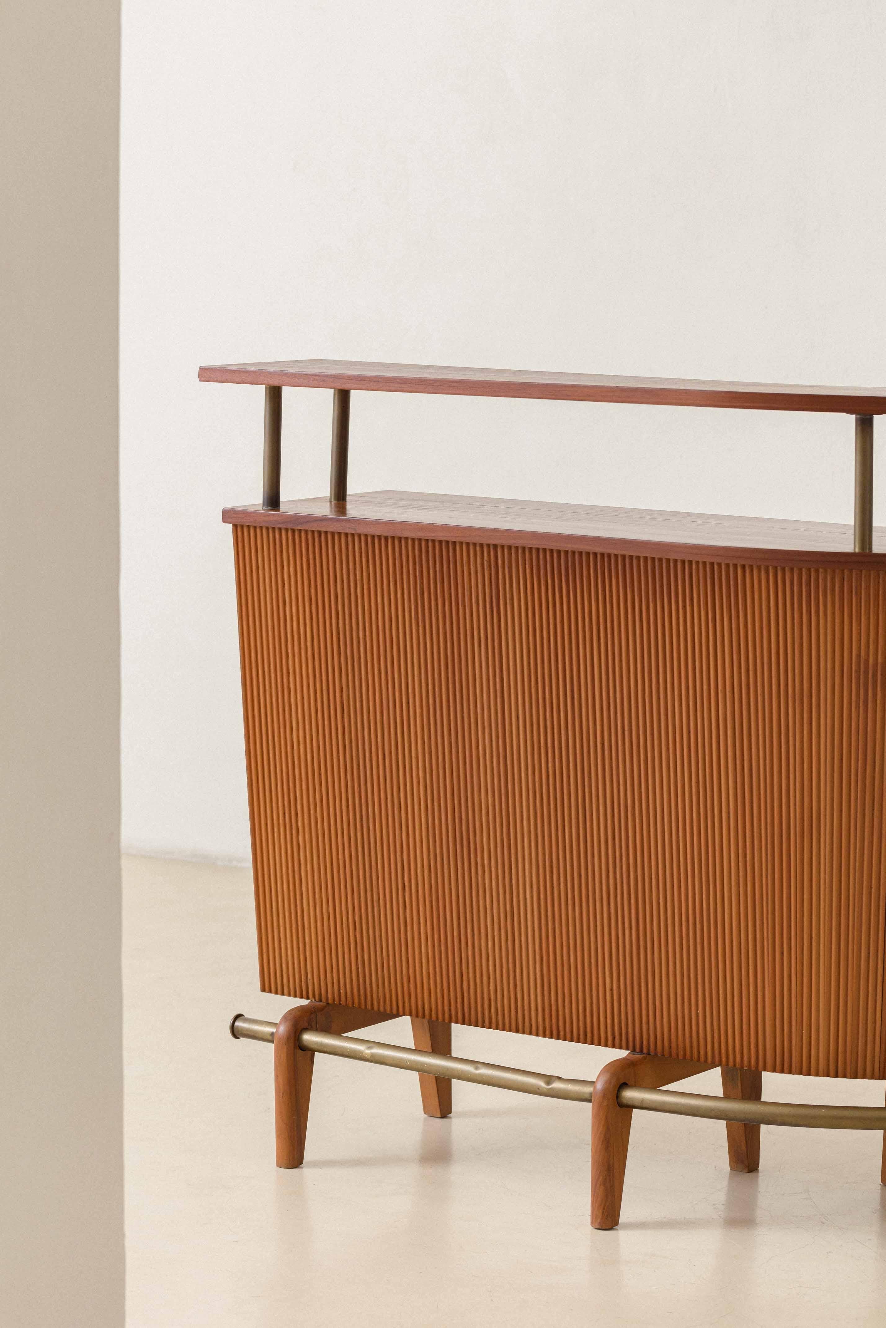 Mid-Century Modern Bar Cabinet with Footrest by Carlo Hauner and Martin Eisler, c. 1955, Forma S.A For Sale