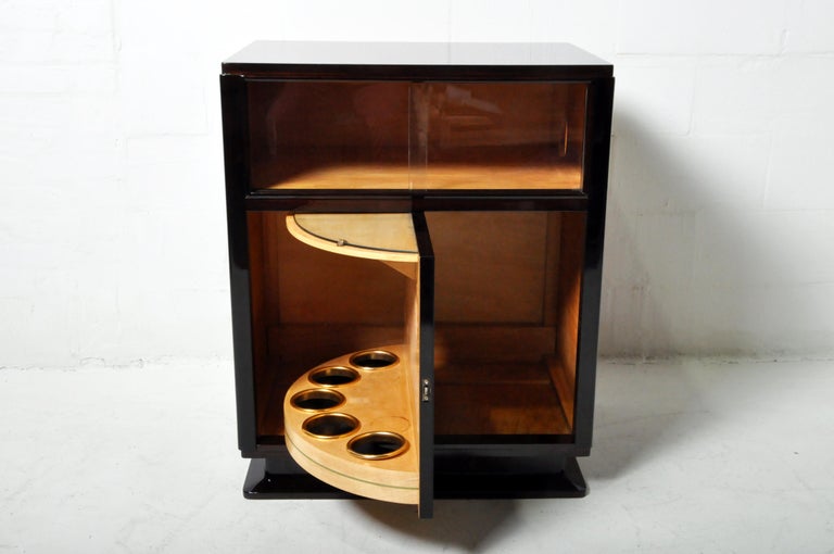 Art Deco Bar Cabinet with Rotating Bottle Display For Sale