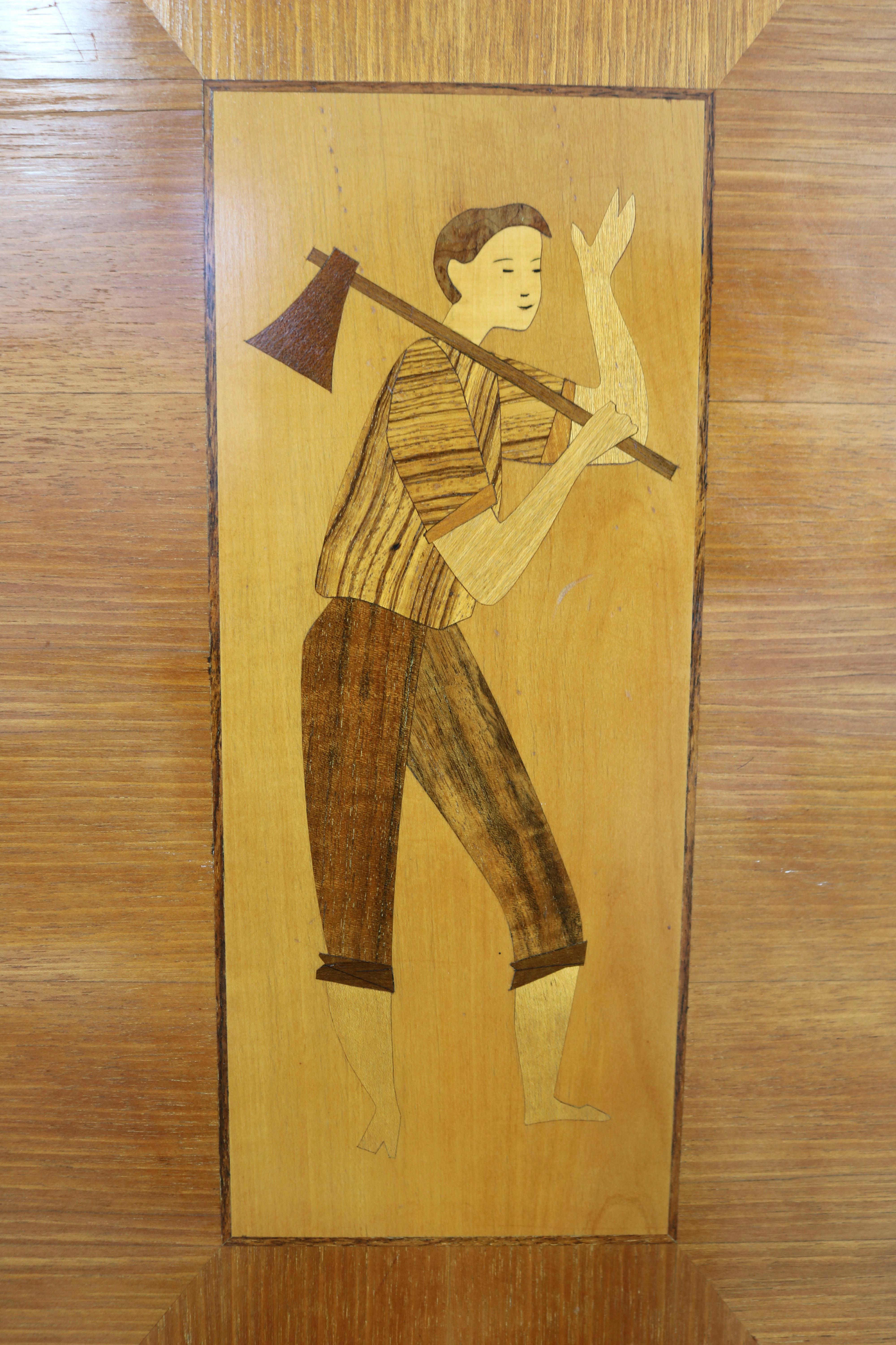 Mobile bar con intarsi in Wood, Italia, anni '50 in vendita 3