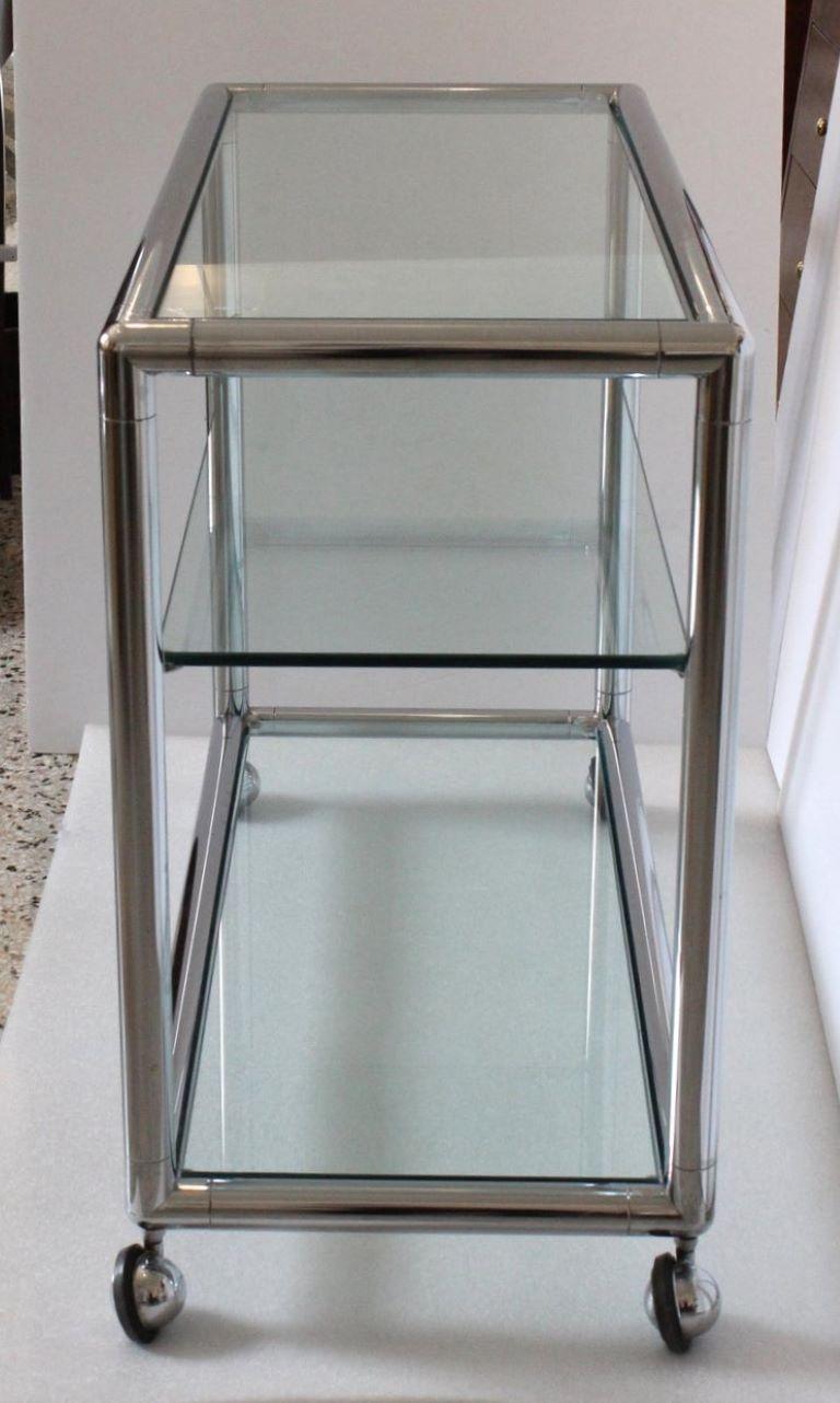 American 1970s Polished Chrome Bar Cart 