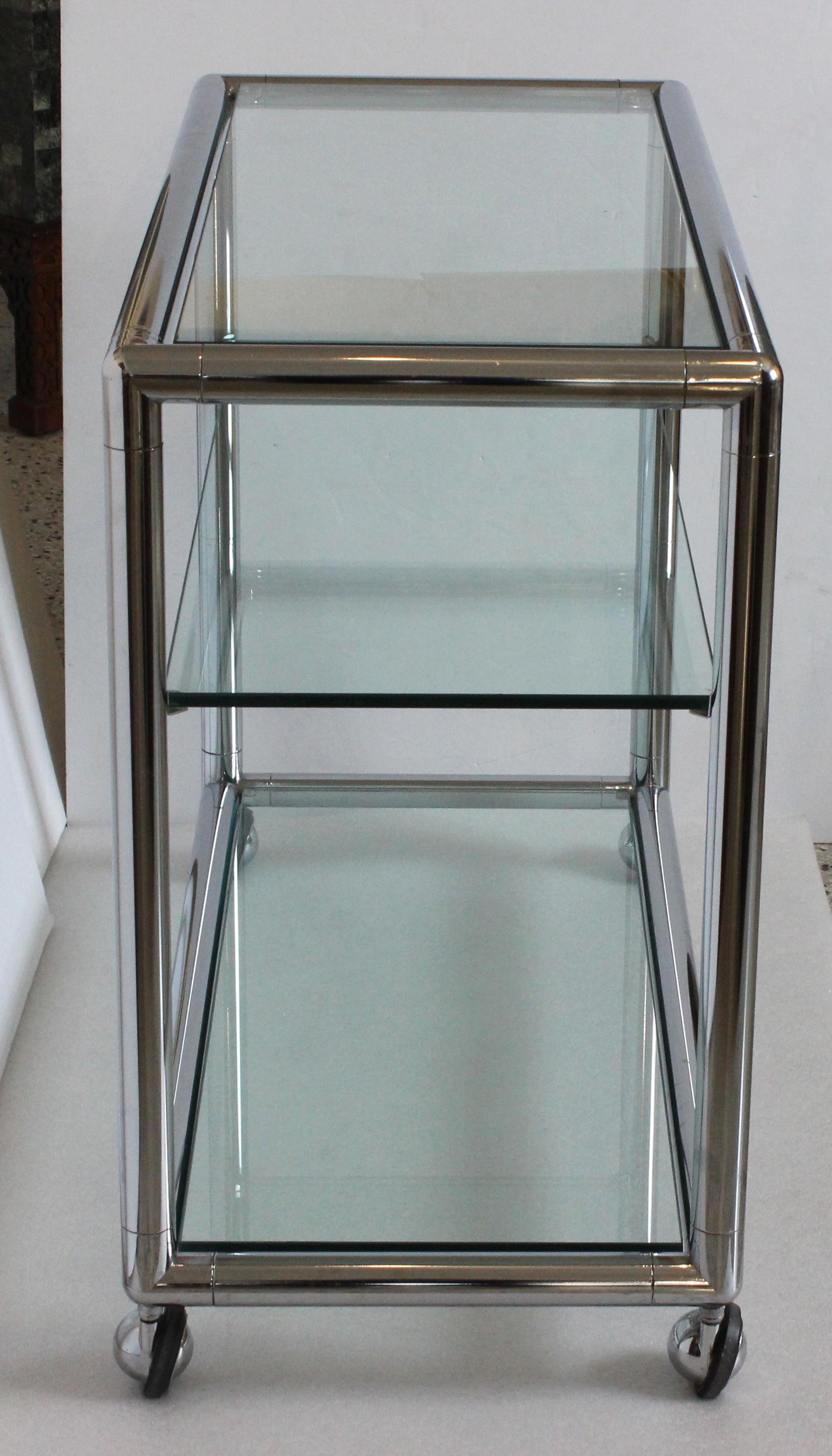 Plated 1970s Polished Chrome Bar Cart 