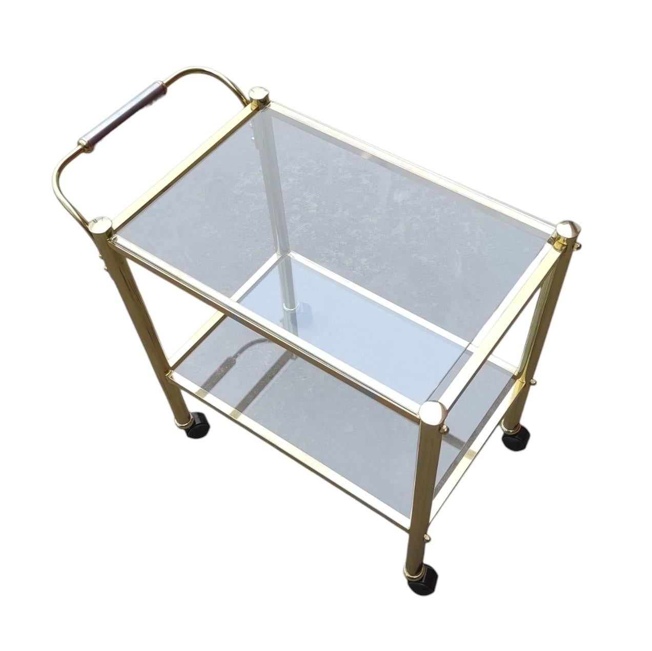 20th Century Bar Cart Art Deco Style Bronze and Glass For Sale
