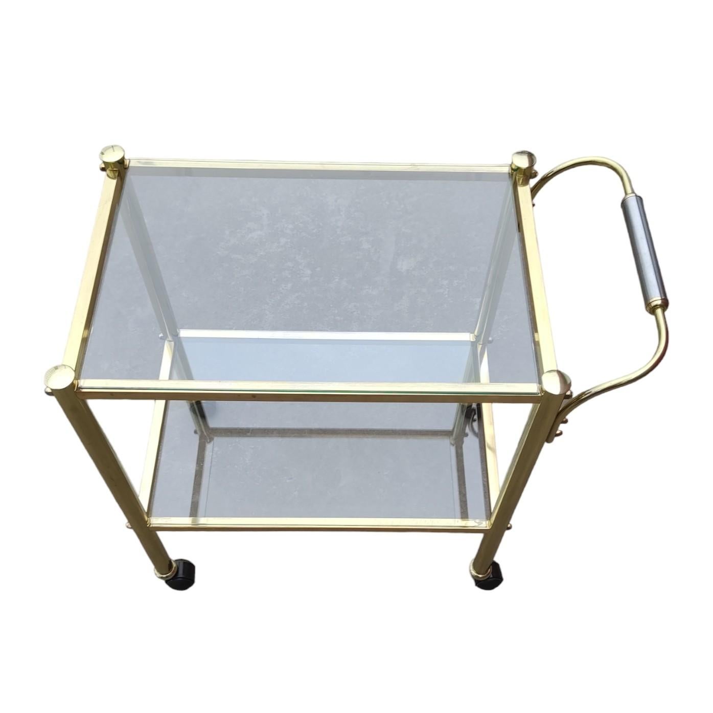 Bar Cart Art Deco Style Bronze and Glass For Sale 1