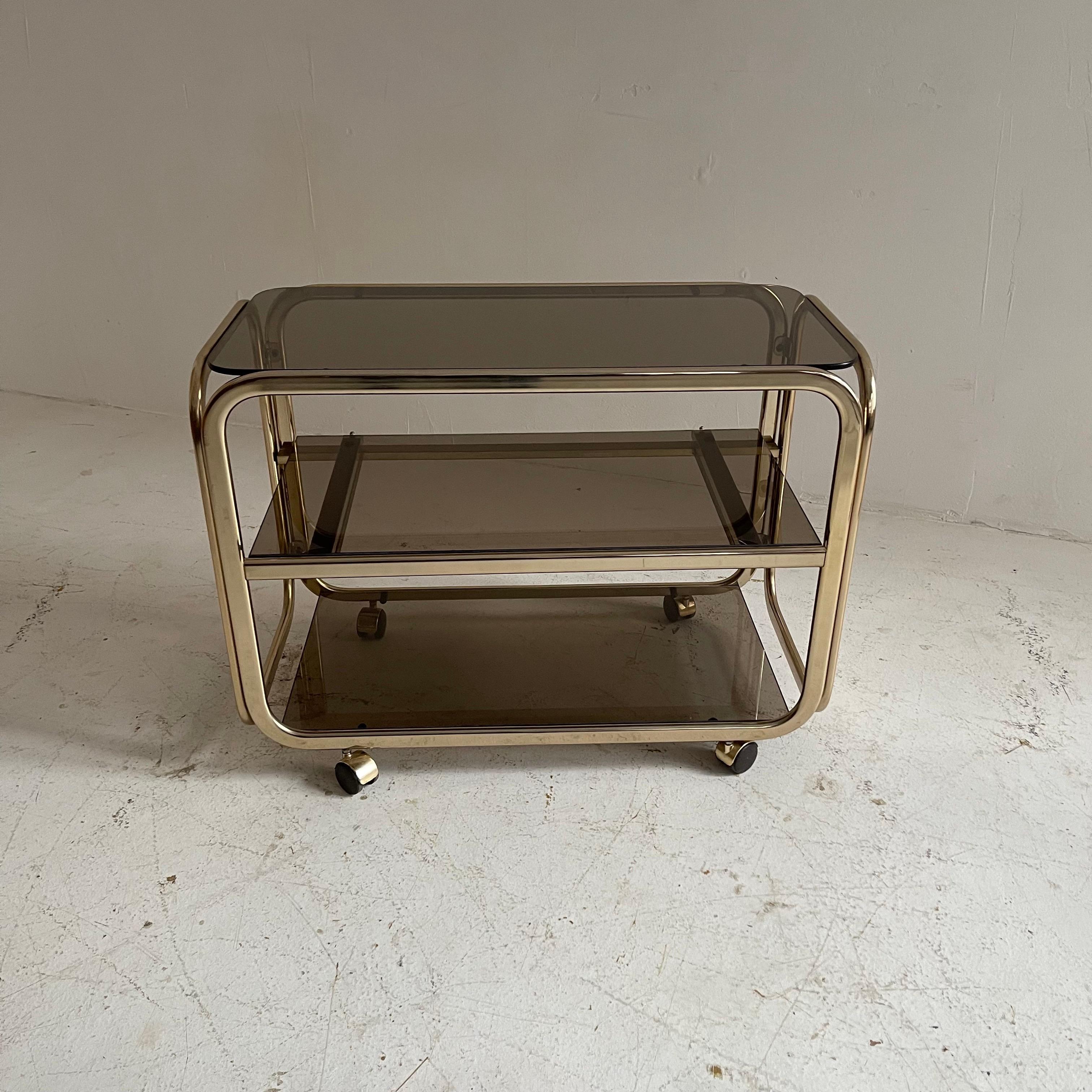 Mid-Century Modern Bar Cart Brass Style For Sale