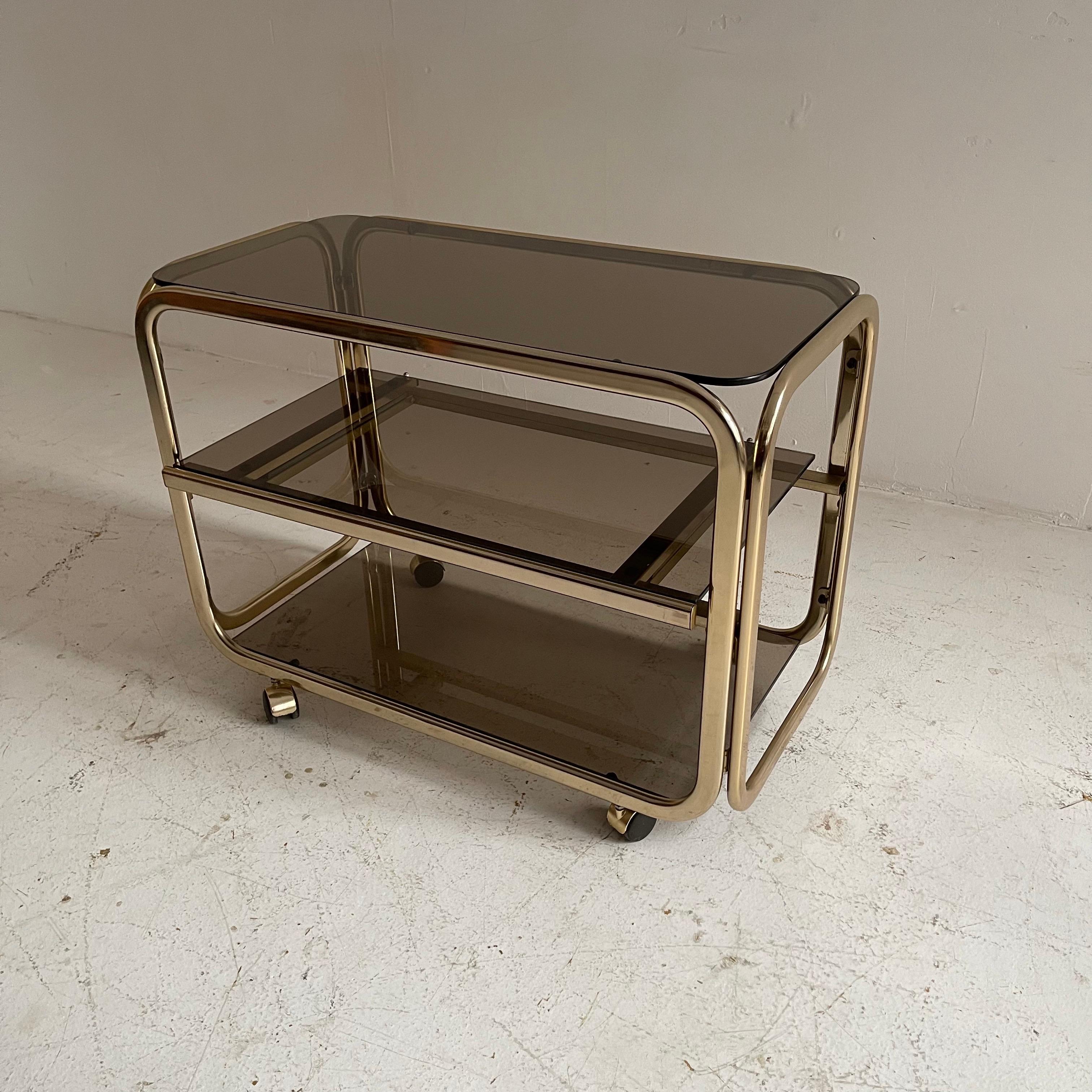 Late 20th Century Bar Cart Brass Style For Sale