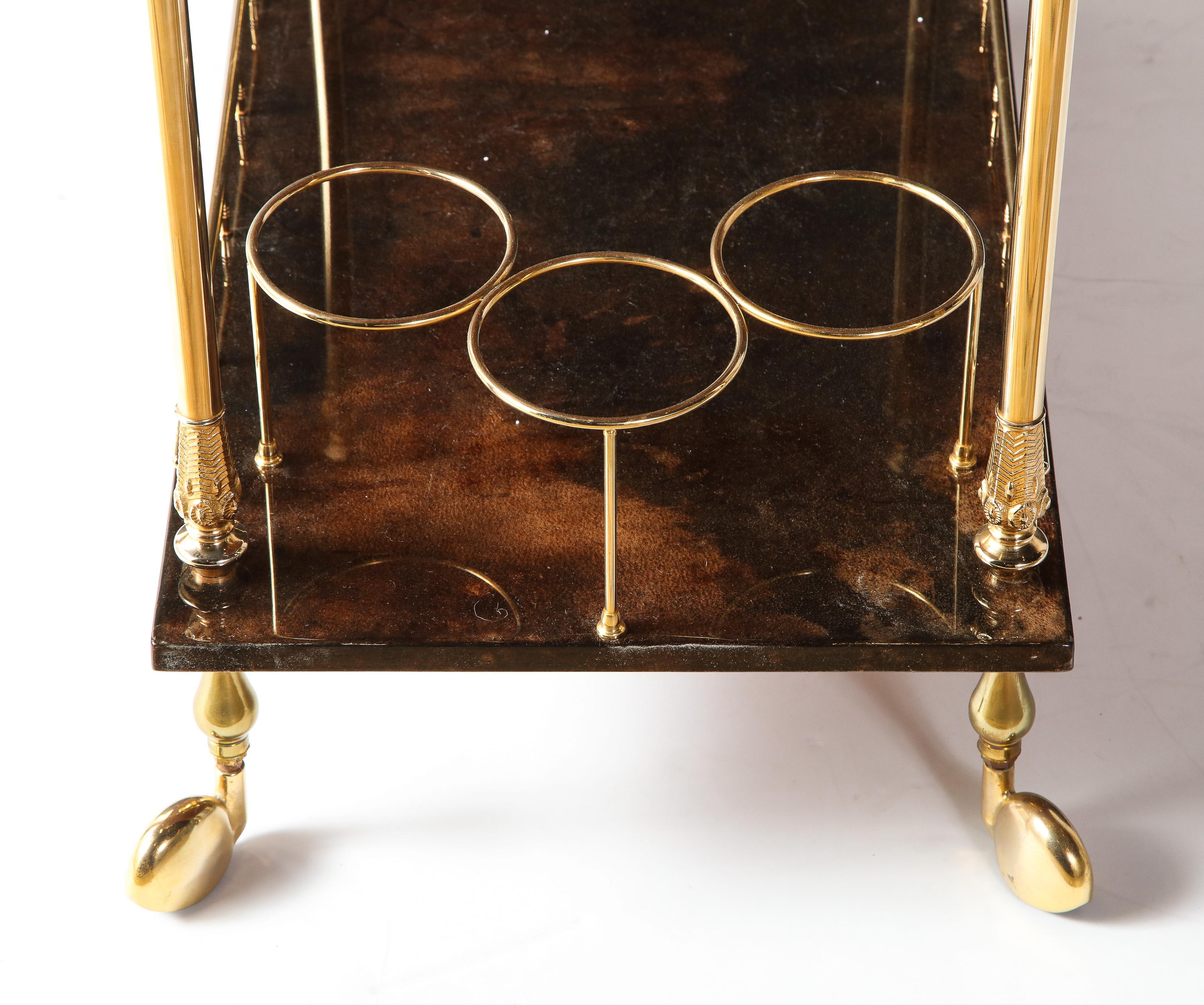 Bar Cart by Aldo Tura, Italy, circa 1950, Goat Skin Parchment 3