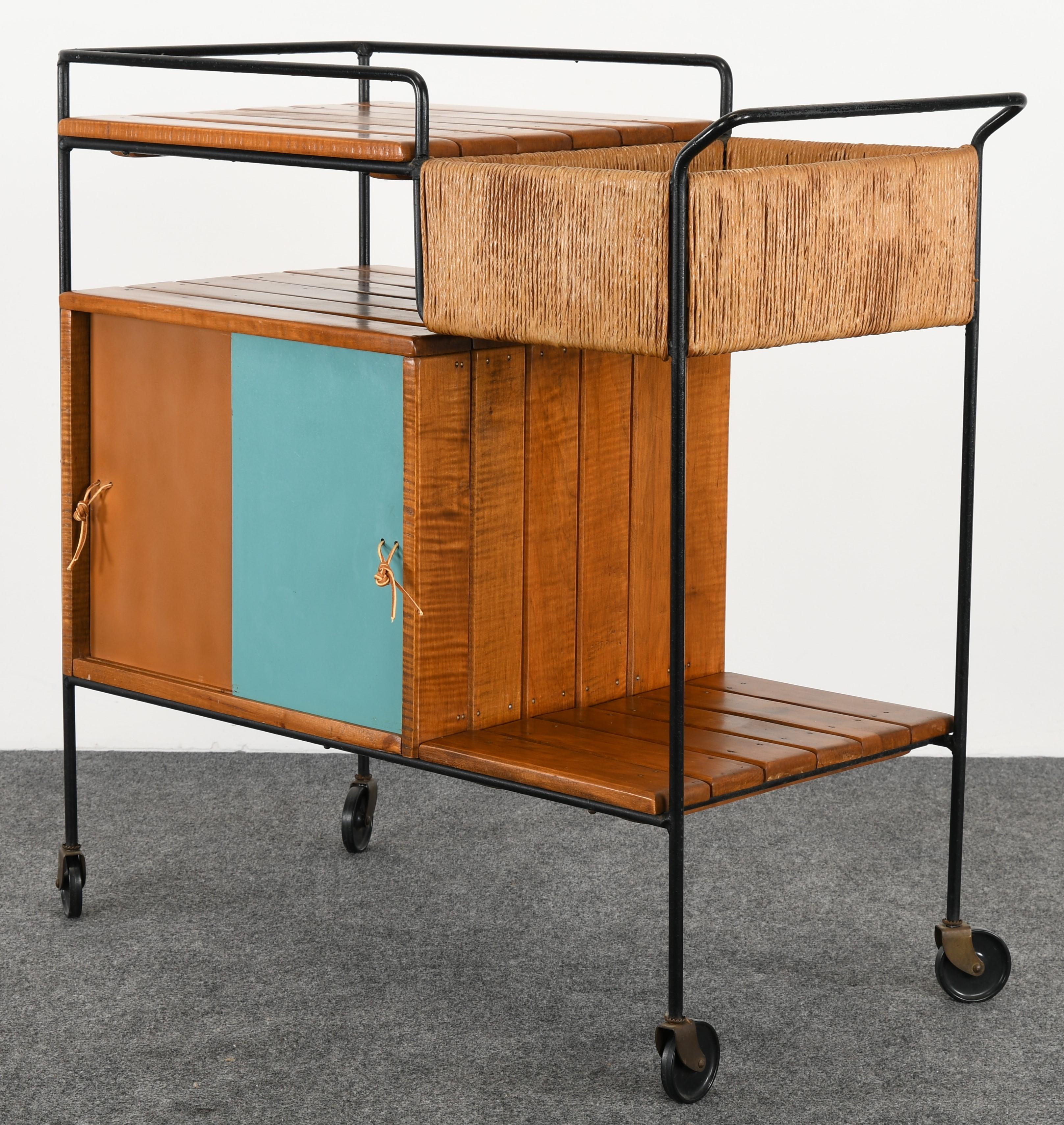 Bar Cart by Arthur Umanoff, 1950s In Good Condition In Hamburg, PA