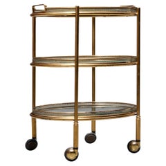Bar Cart by Maison Jansen in Brass and Glass, France, 1960
s