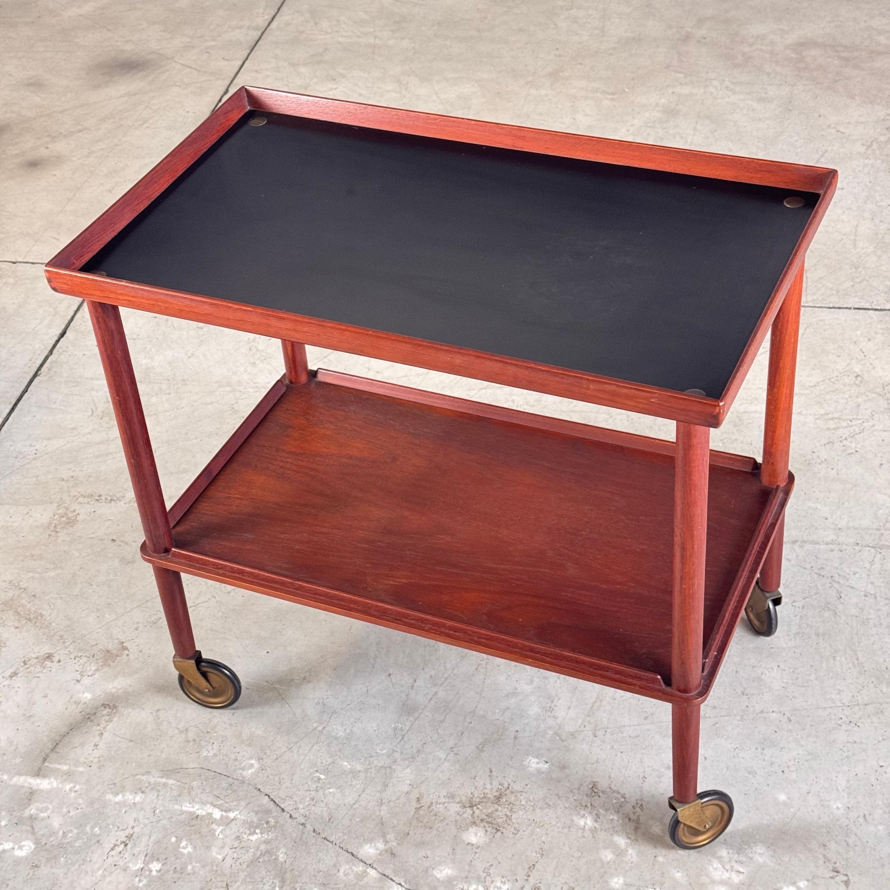 Hand-Crafted Bar Cart by Peter Hvidt & Orla Mølgaard-Nielsen for Søborg Møbler, 1960s For Sale