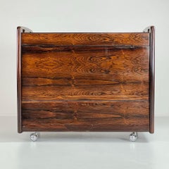 Bar cart by Sergio Rodrigues in Rosewood and white Formica. Brazil - 1965