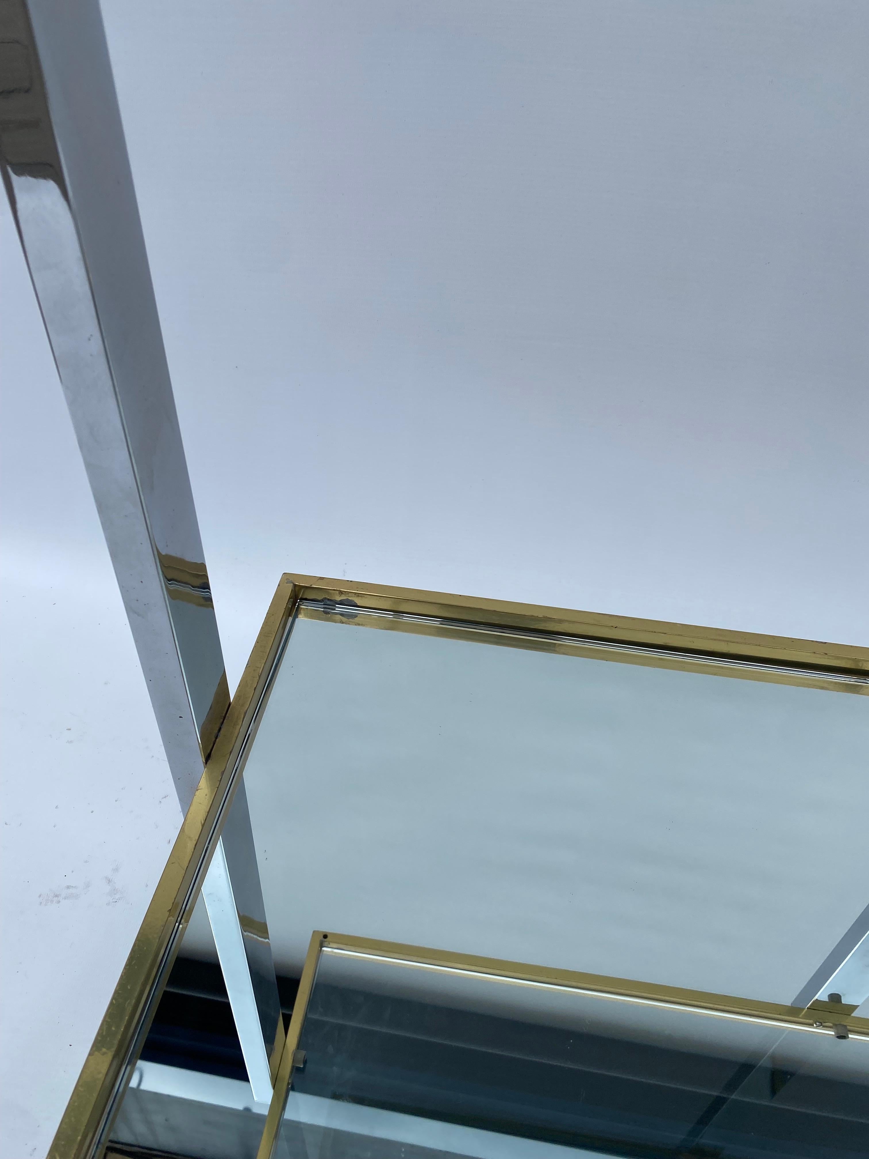 Barwagen Getränkewagen Messing Chrom 1970er Jahre Tisch Rega Glas Hollywood Regency im Angebot 6