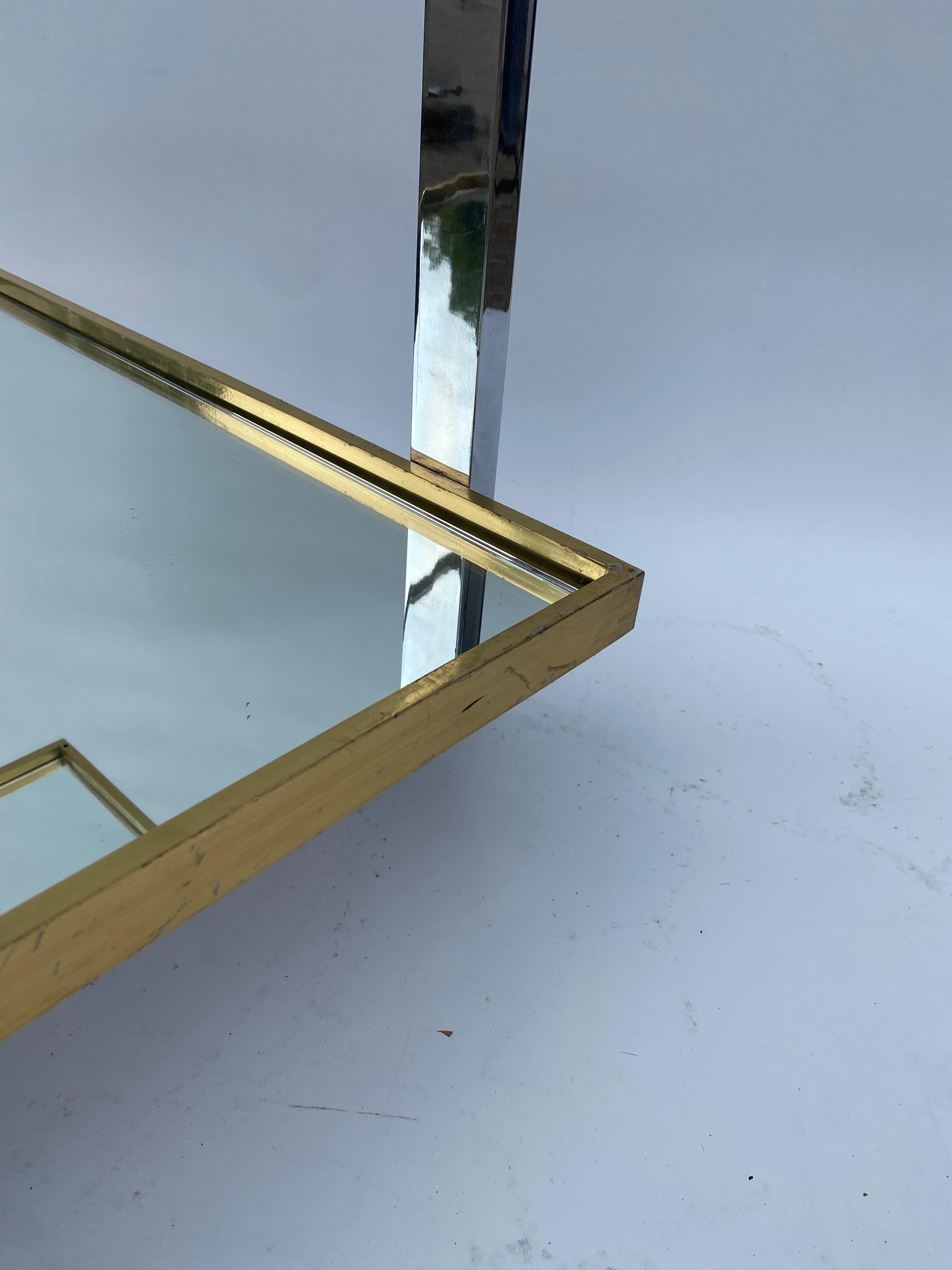 Barwagen Getränkewagen Messing Chrom 1970er Jahre Tisch Rega Glas Hollywood Regency im Angebot 12