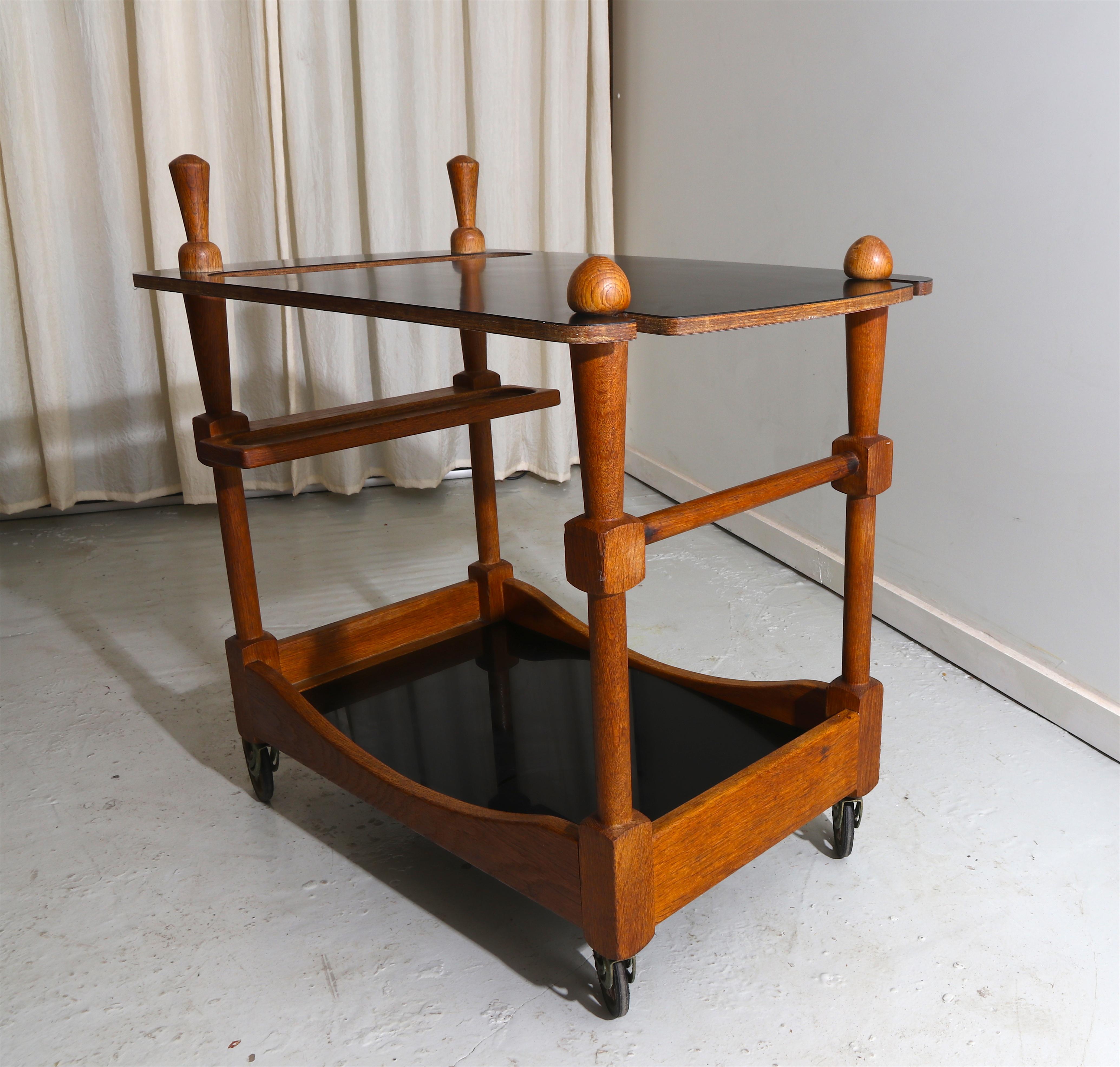 Bar Cart Drinks Trolley by Guillerme and Chambron In Excellent Condition For Sale In Amsterdam, NL