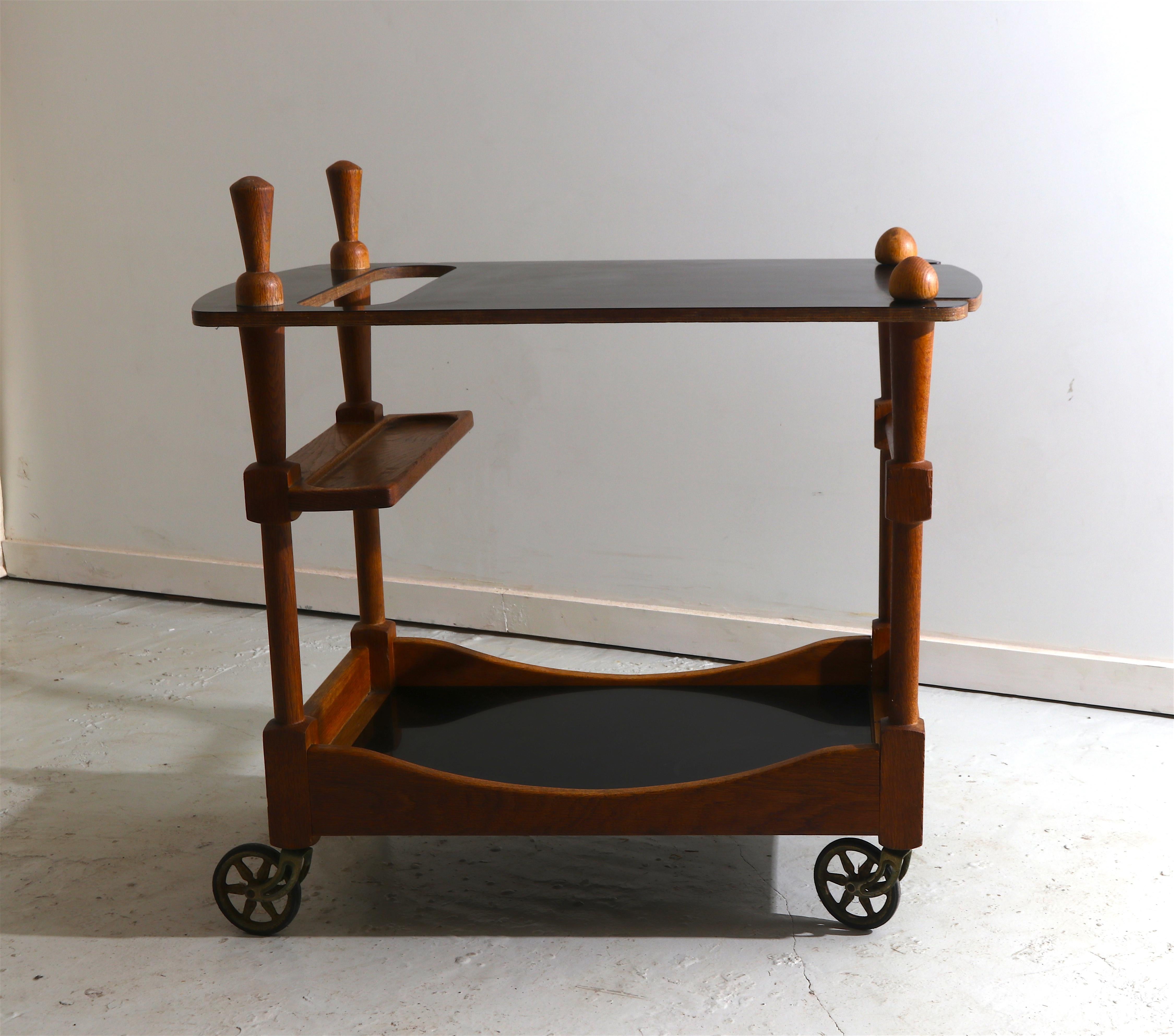 Mid-20th Century Bar Cart Drinks Trolley by Guillerme and Chambron For Sale