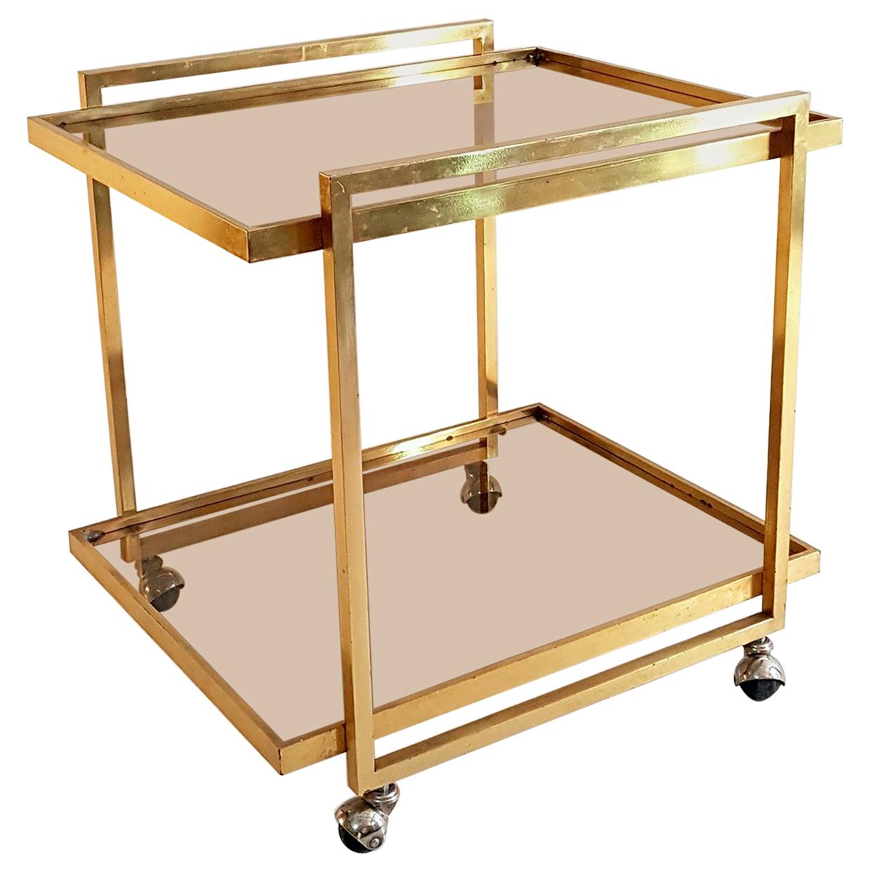 Bar Cart in Brass Italy 1970s