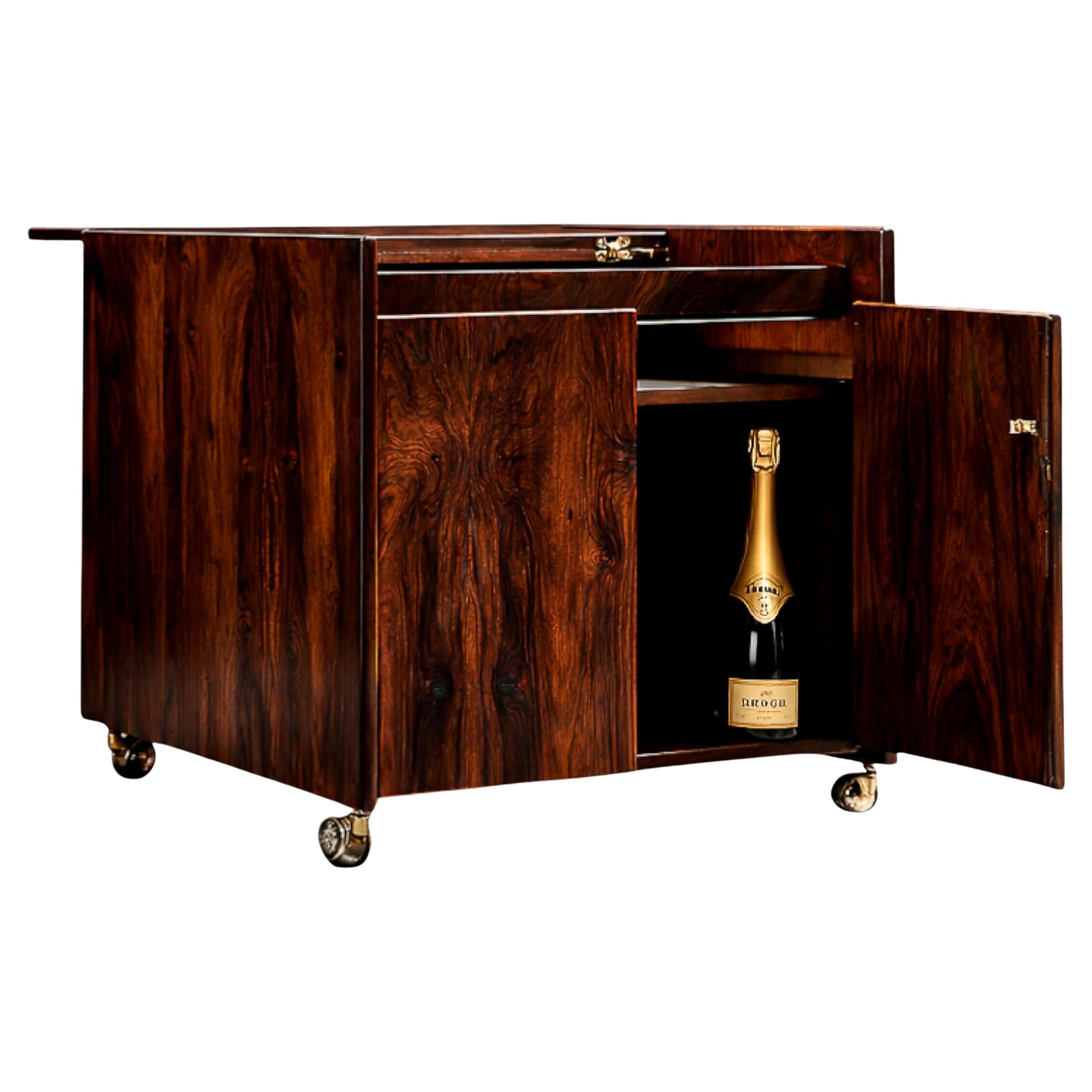 Bar Cart in Brazilian Rosewood (Jacarandá) by Sergio Rodrigues Brazil, 1960s