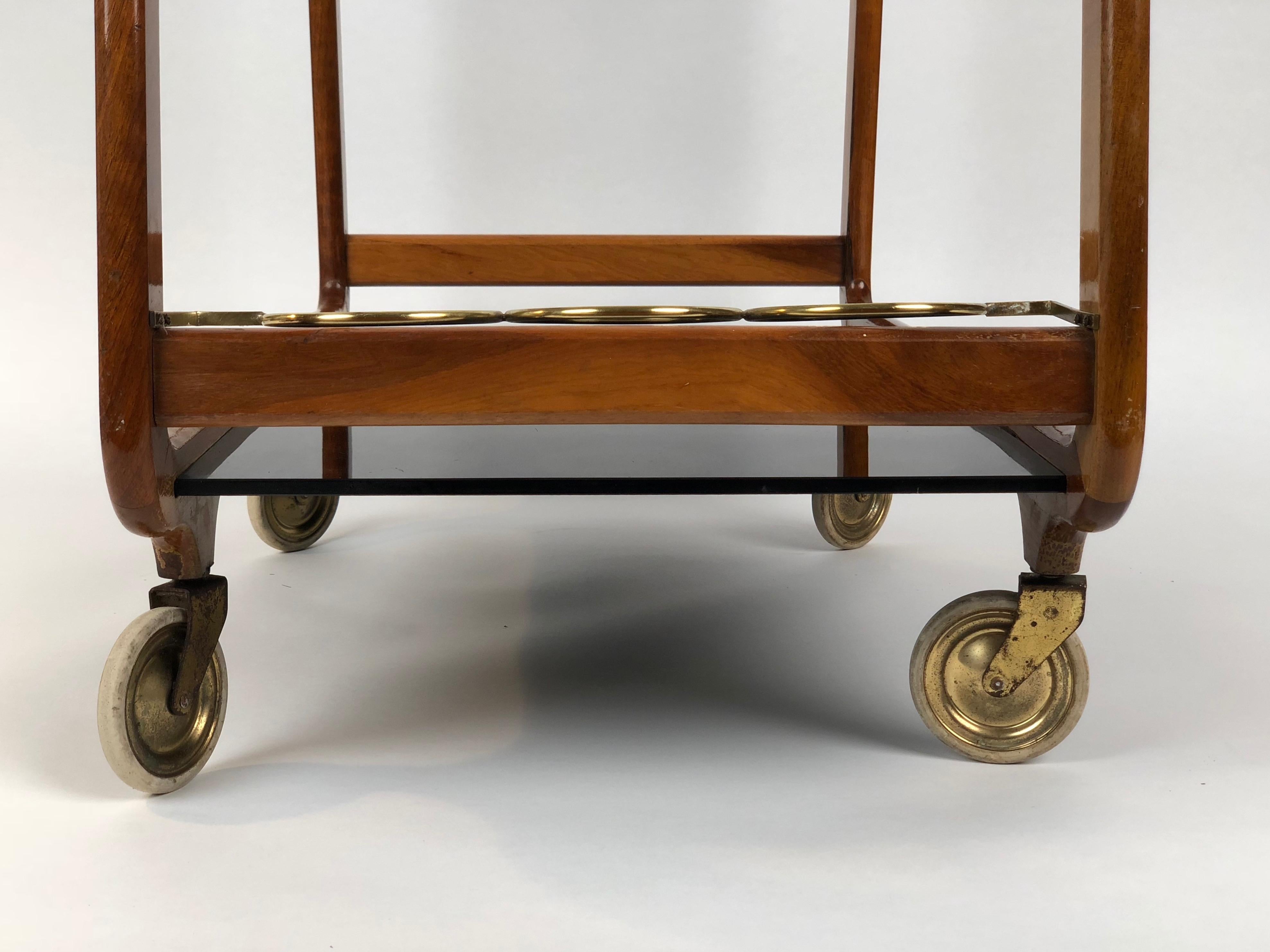 Bar Cart in Cherry and Brass from 1960s 3