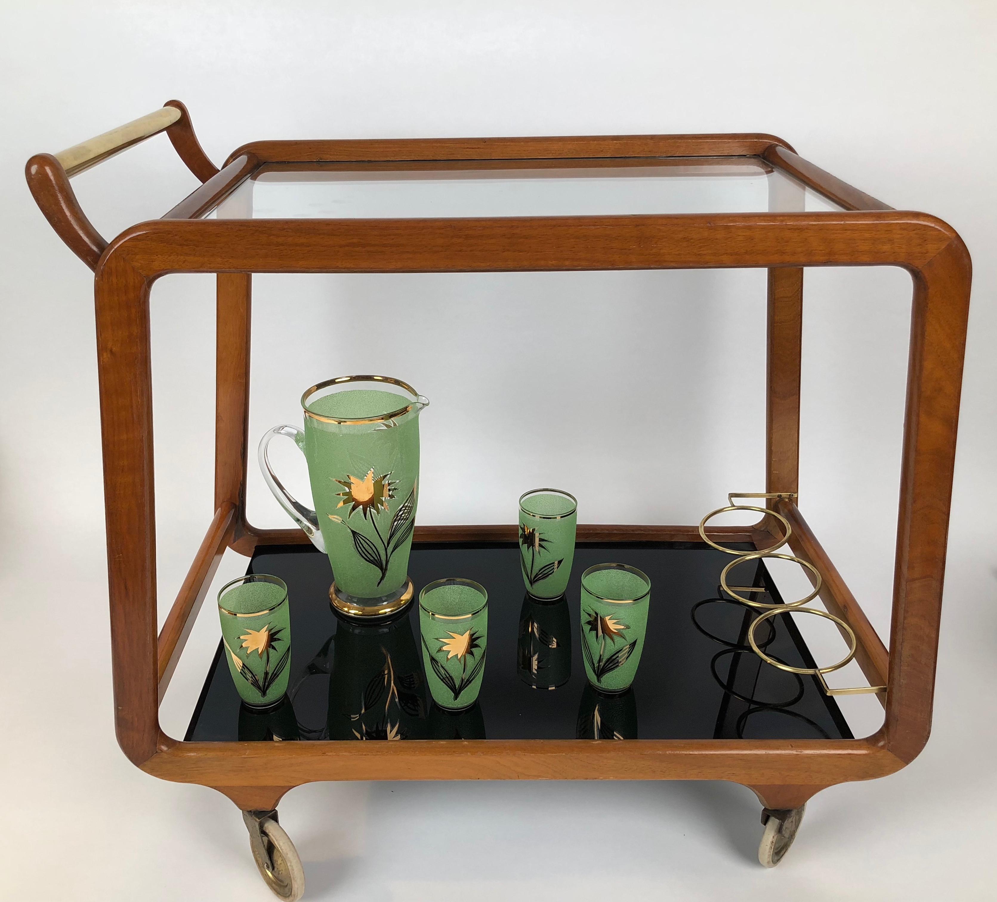 Bar Cart in Cherry and Brass from 1960s 4