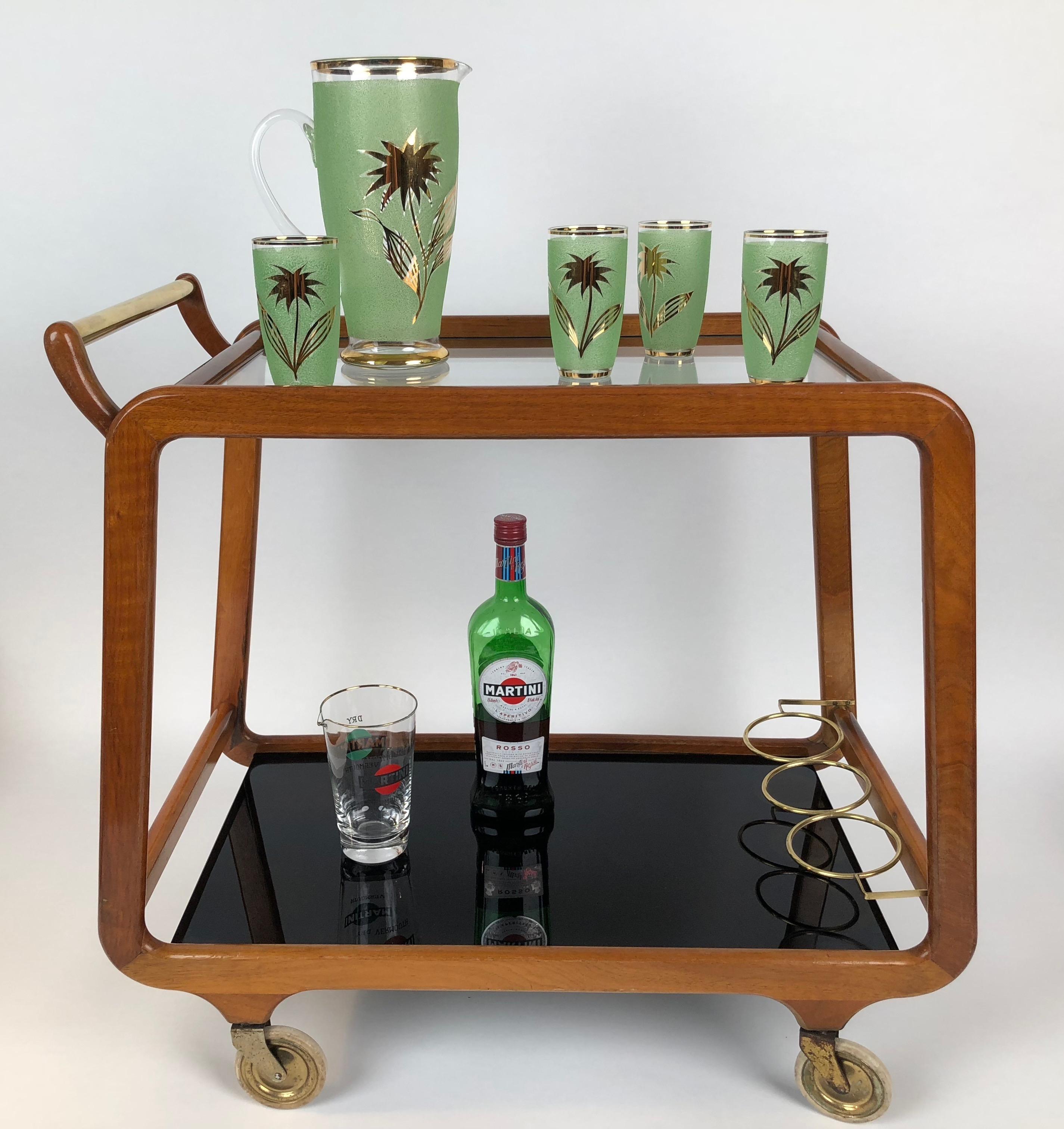 Bar Cart in Cherry and Brass from 1960s 5