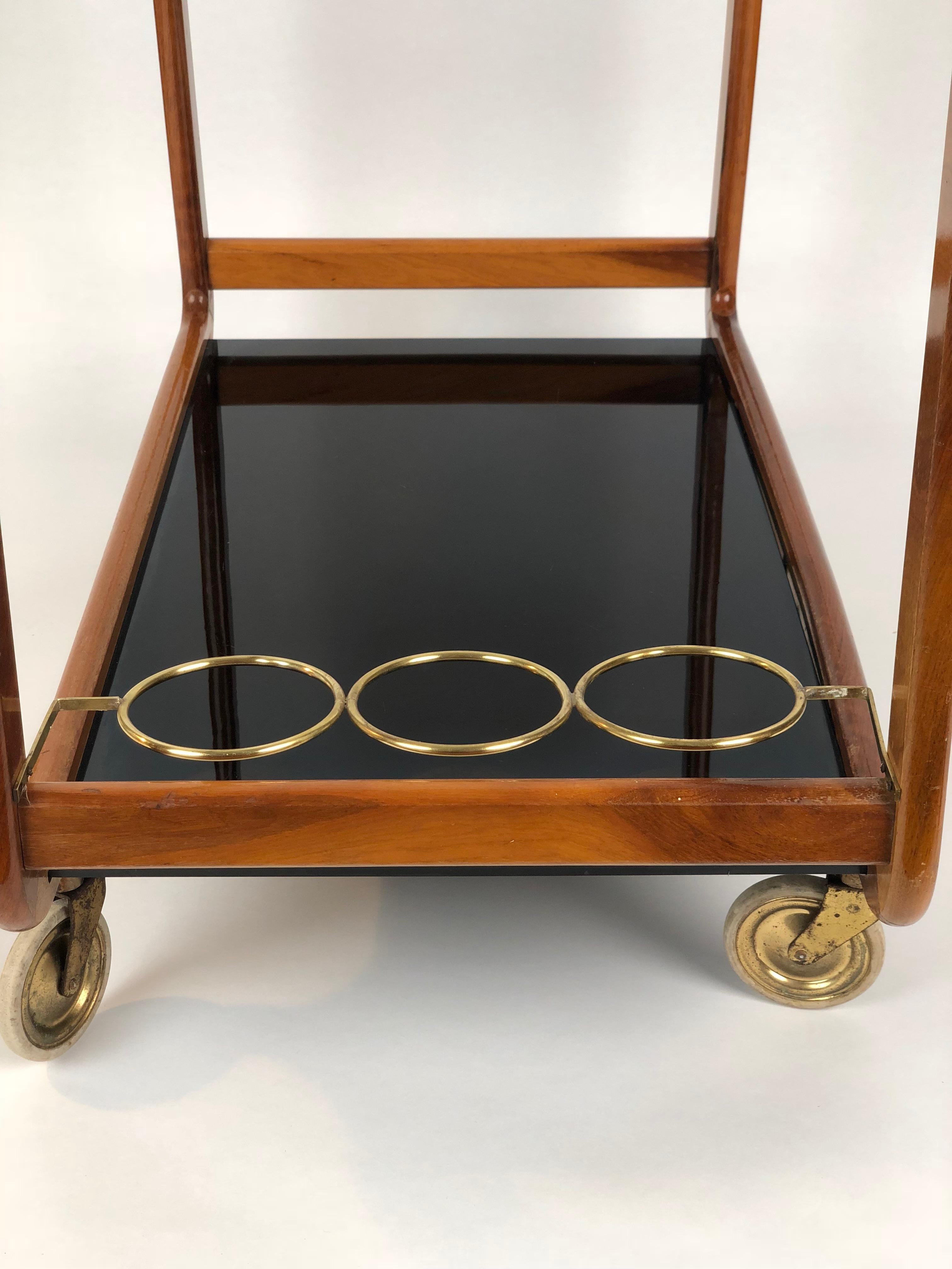 Bar Cart in Cherry and Brass from 1960s In Good Condition In Vienna, Austria