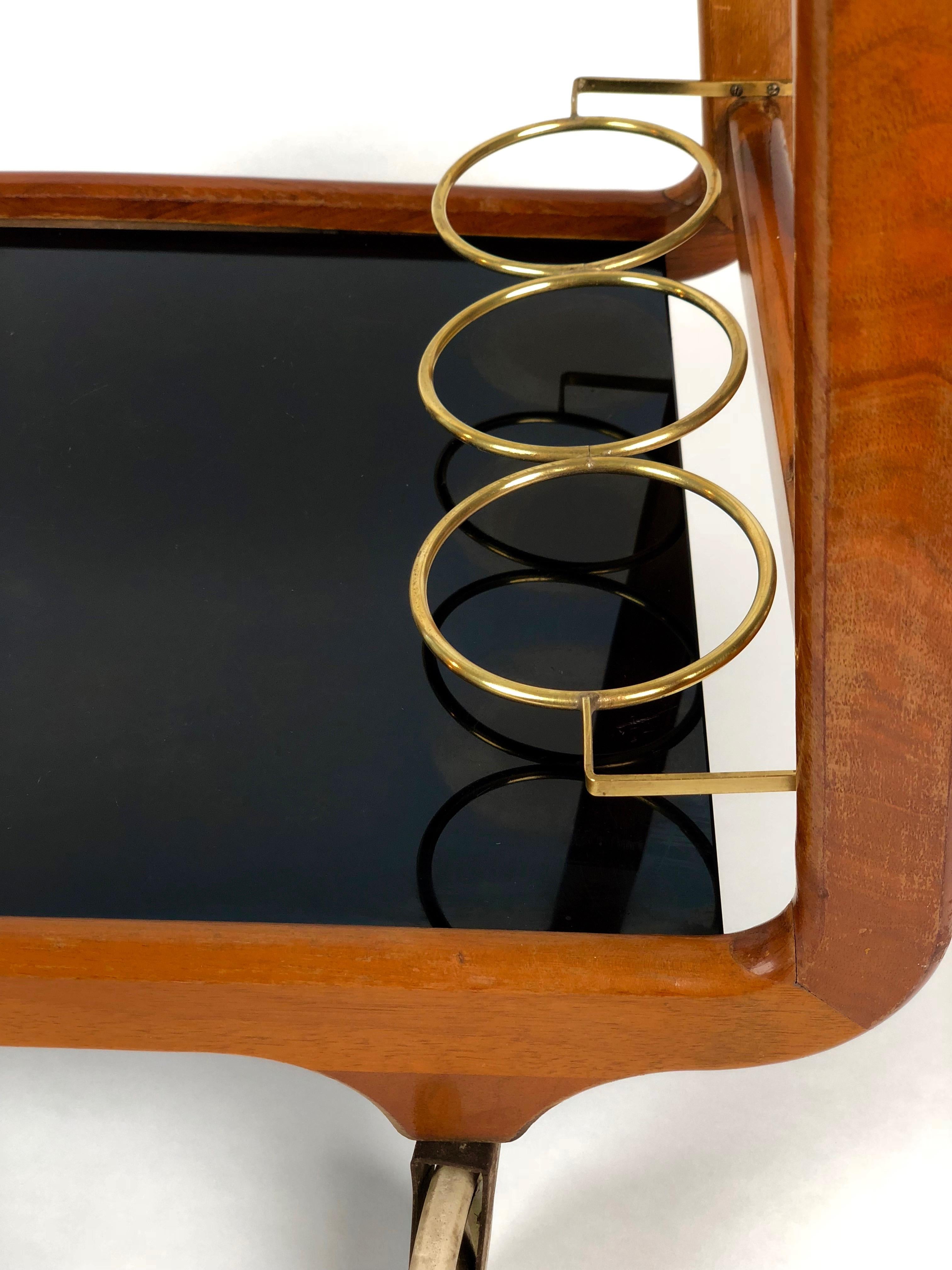Mid-20th Century Bar Cart in Cherry and Brass from 1960s