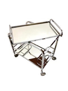 Bar Cart in Chromed Metal with removable Tray original French Art Deco, 1930s