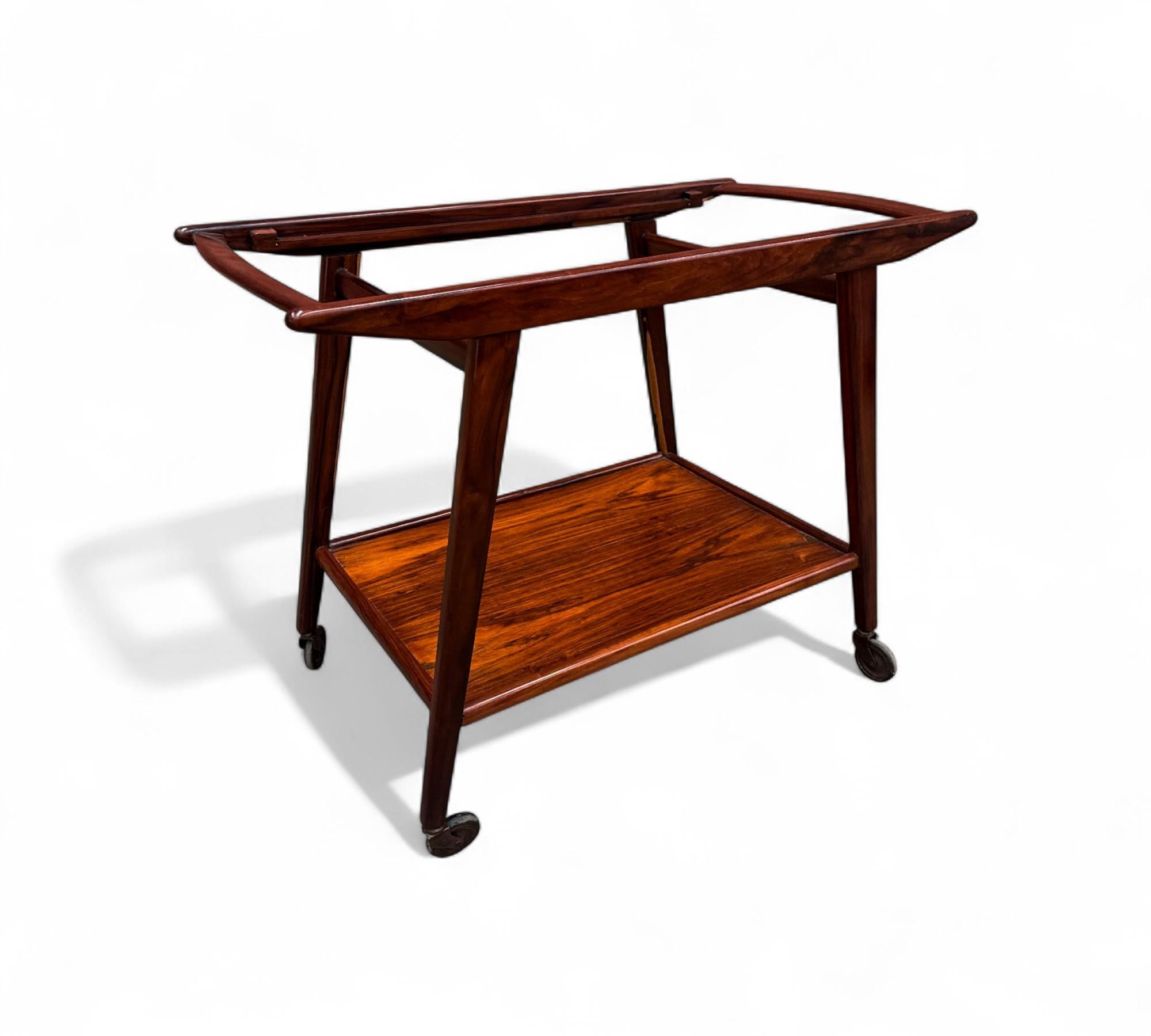 Bar Cart in Hardwood, Geraldo de Barros for Unilabor, 1950s For Sale 3