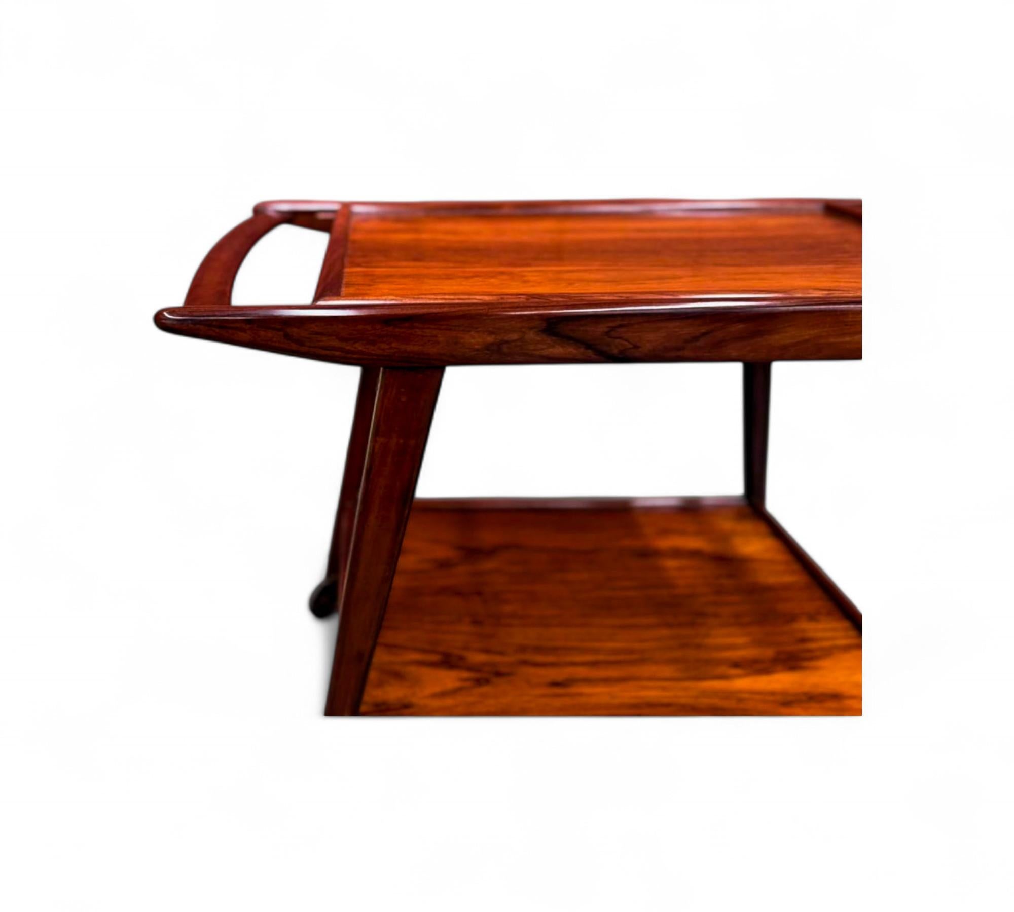 Woodwork Bar Cart in Hardwood, Geraldo de Barros for Unilabor, 1950s For Sale