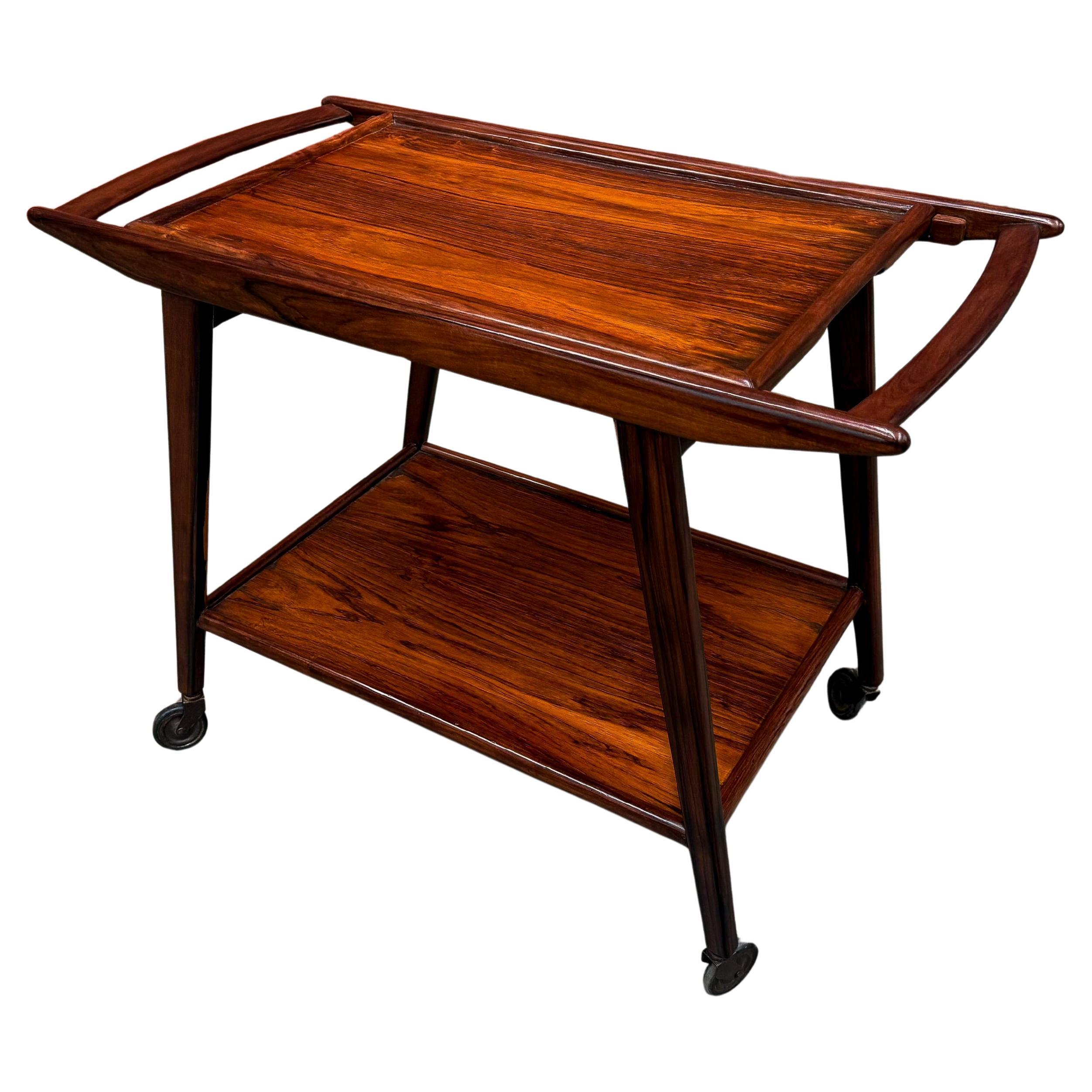 Bar Cart in Hardwood, Geraldo de Barros for Unilabor, 1950s