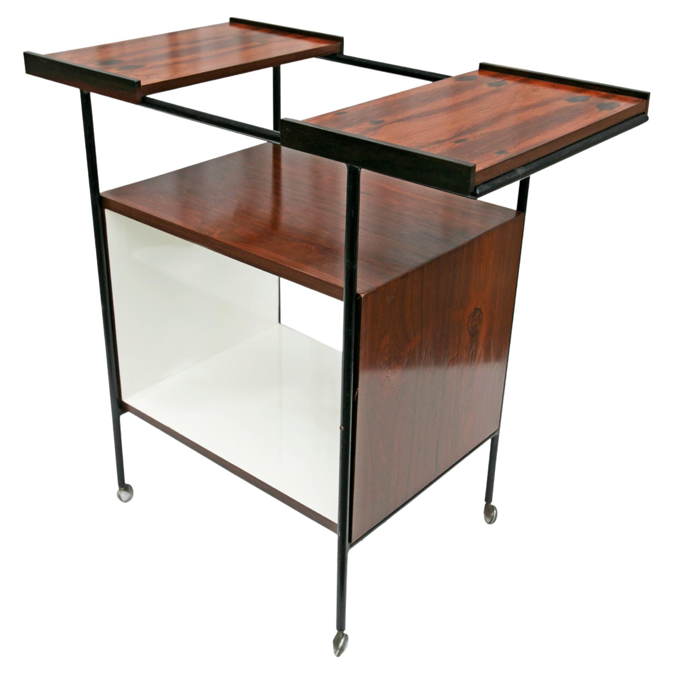 Bar Cart in Hardwood, Iron, & White Formica by Geraldo de Barros, 1950s For Sale