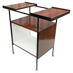 Retro Bar Cart in Hardwood, Iron, & White Formica by Geraldo de Barros, 1950s