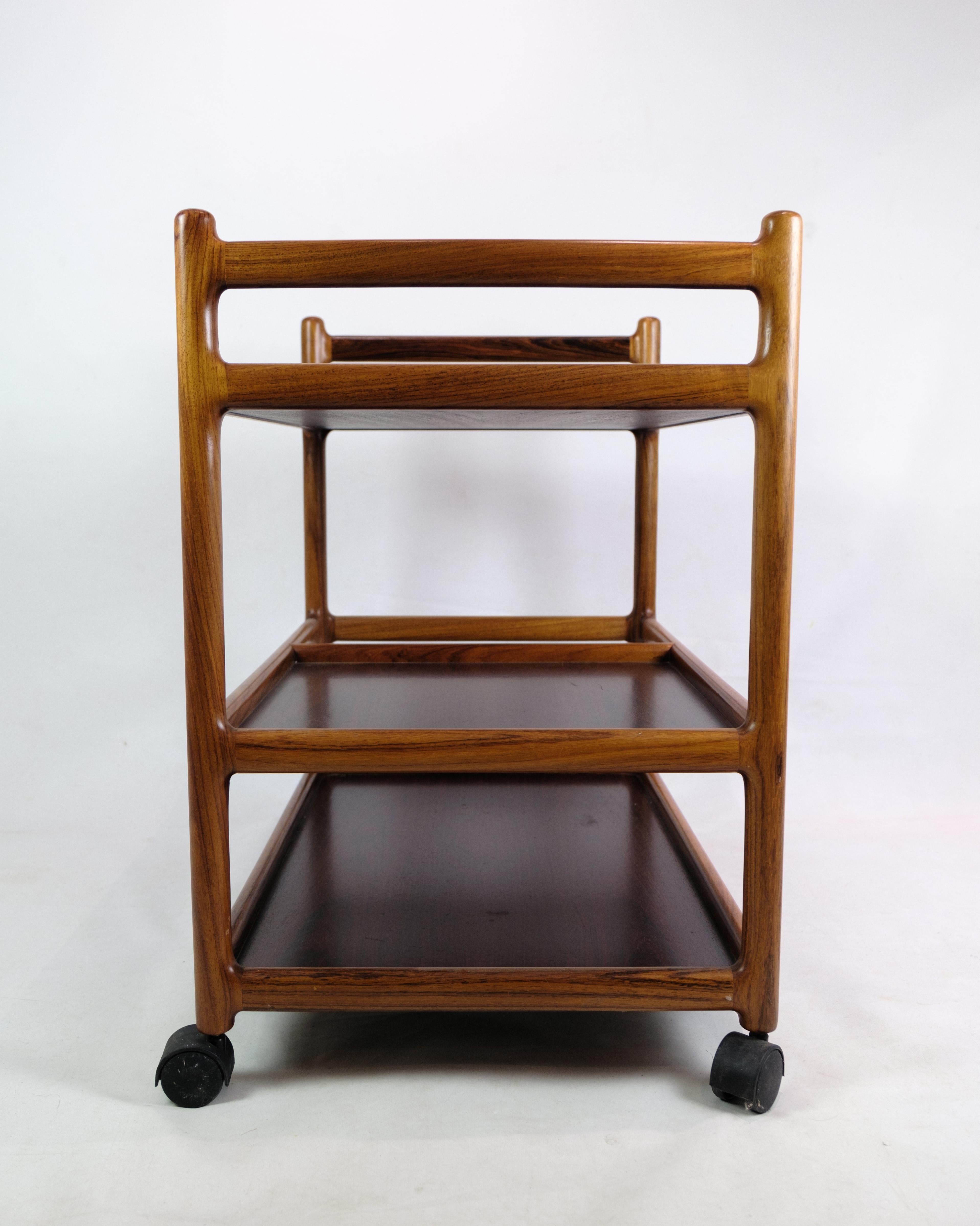 Bar cart In Rosewood, Designed By Johannes Andersen From 1960s For Sale 3