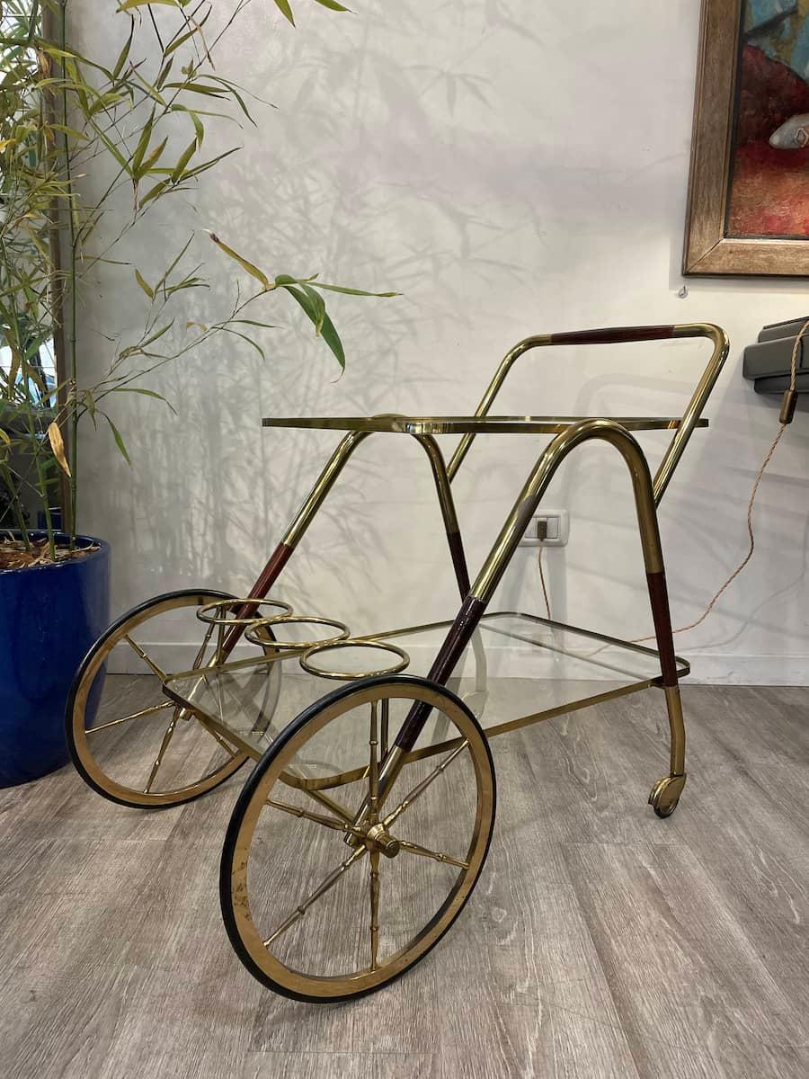 Italian Bar cart in the style of Cesare Lacca, Italy, 1950s For Sale